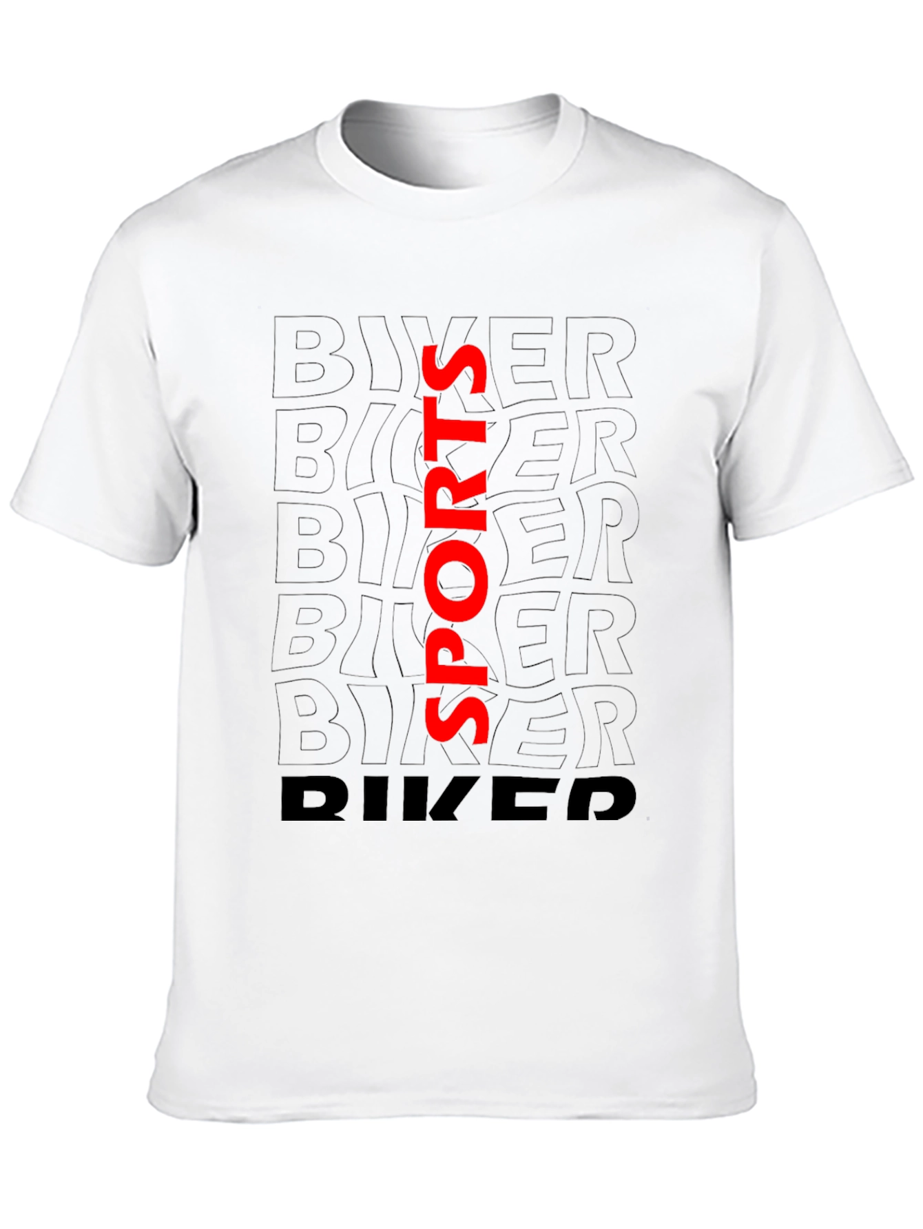 Biker Sports Graphic Tee - Black Casual T-Shirt