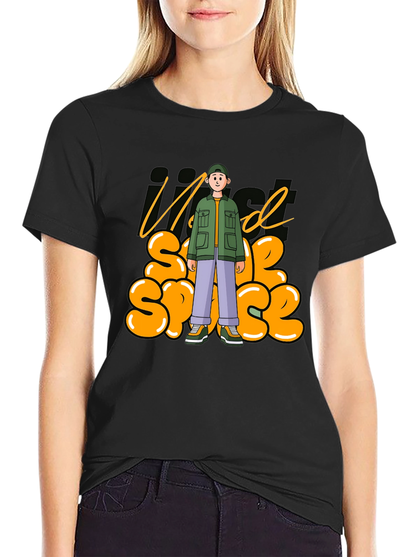 Trendy Just Need Some Space Black T-Shirt