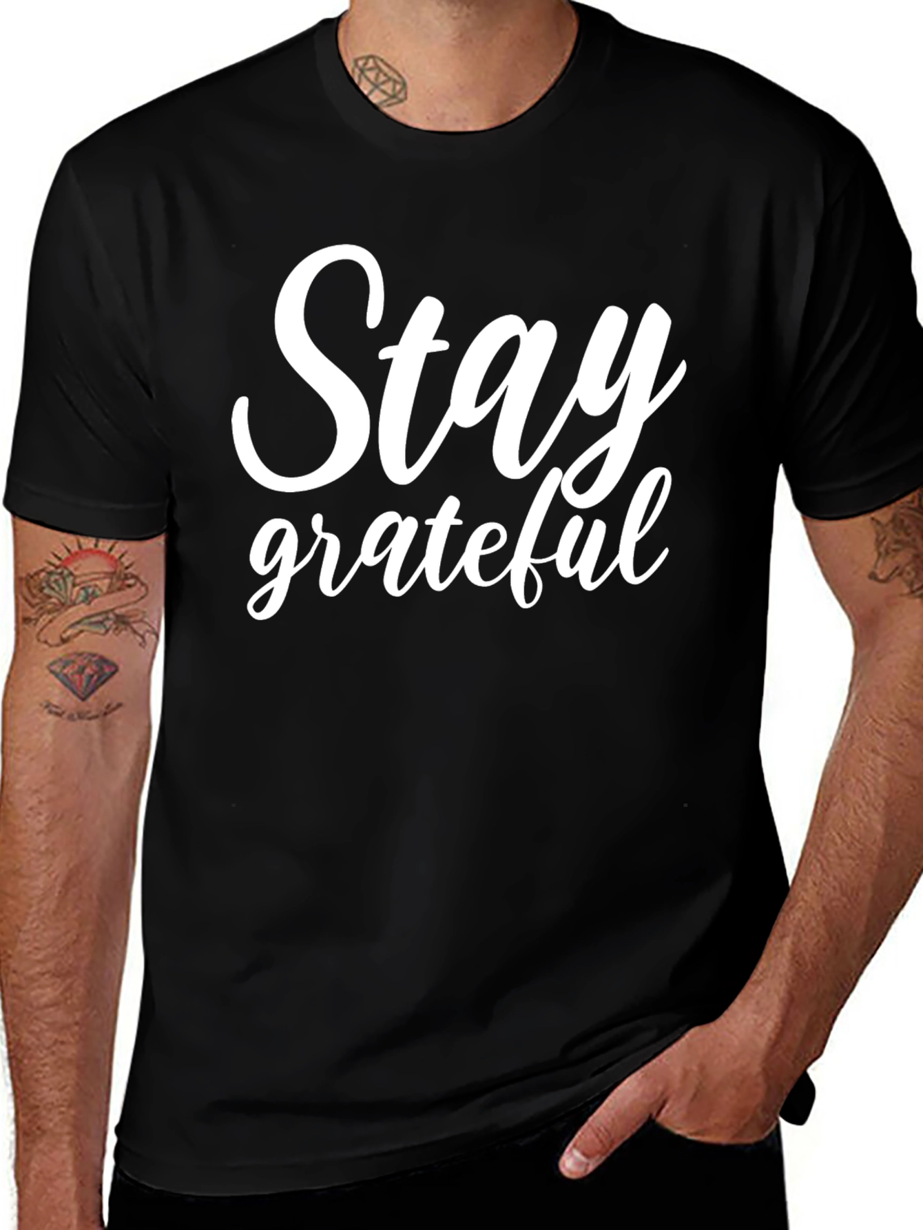 Stay Grateful Graphic T-Shirt - Inspirational Message Tee