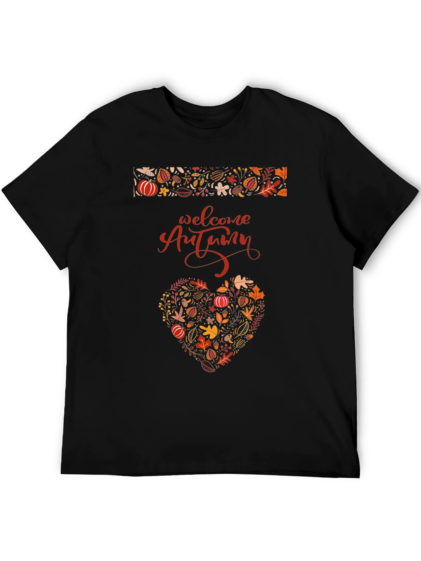 Welcome Autumn Heart Graphic Tee - Fall Season Shirt