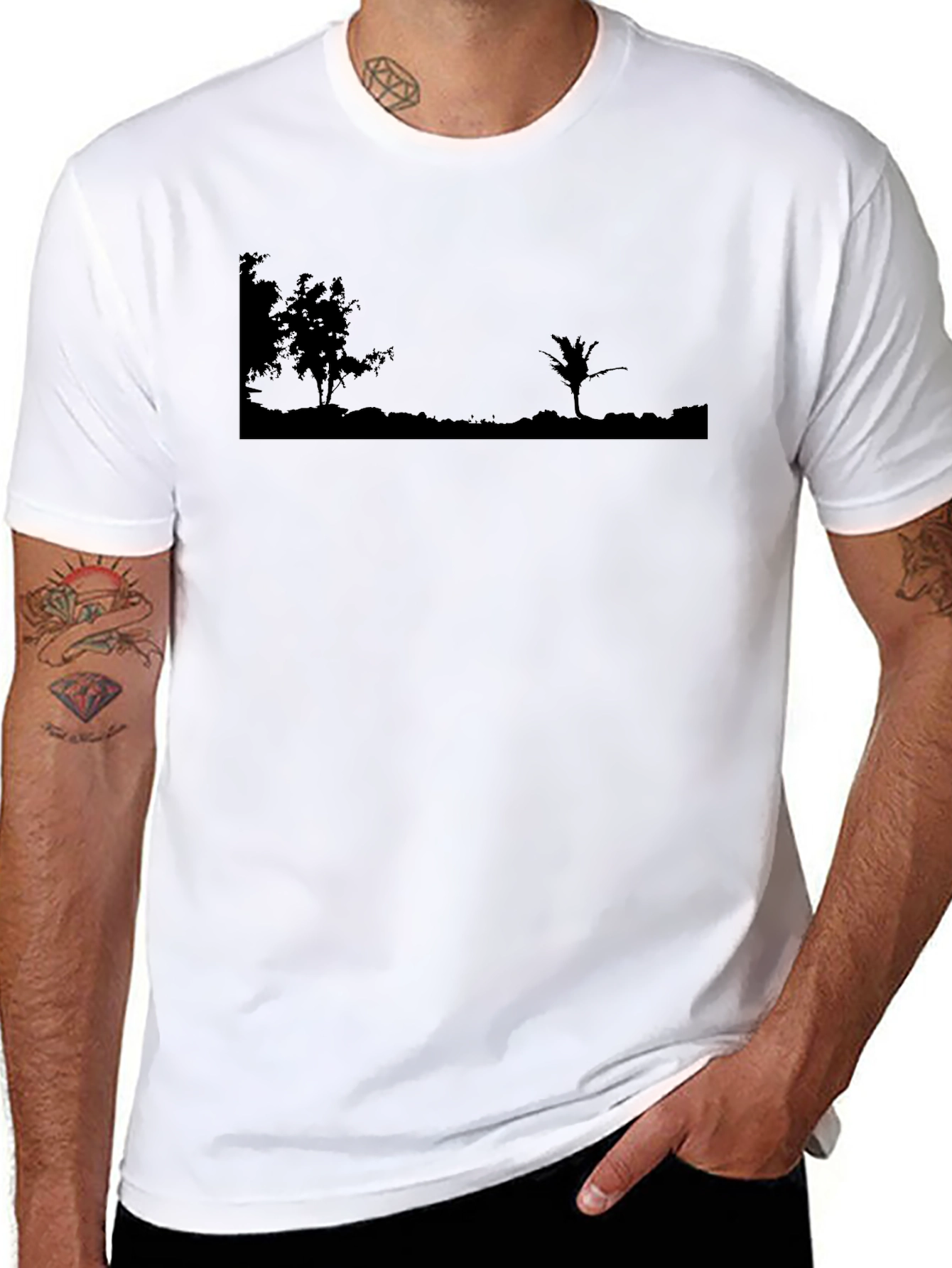 Nature Scene Graphic Black T-Shirt