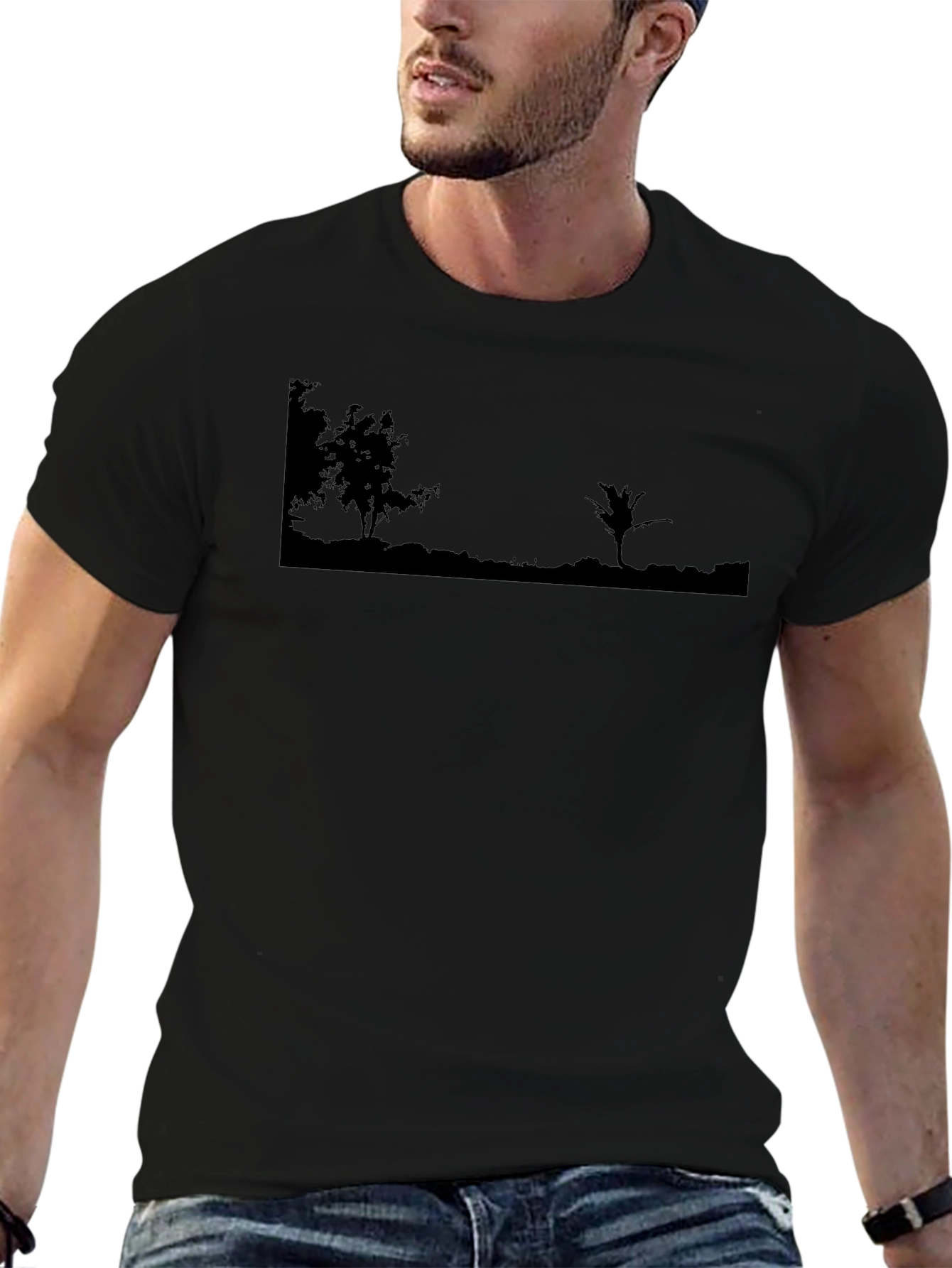 Nature Scene Graphic Black T-Shirt