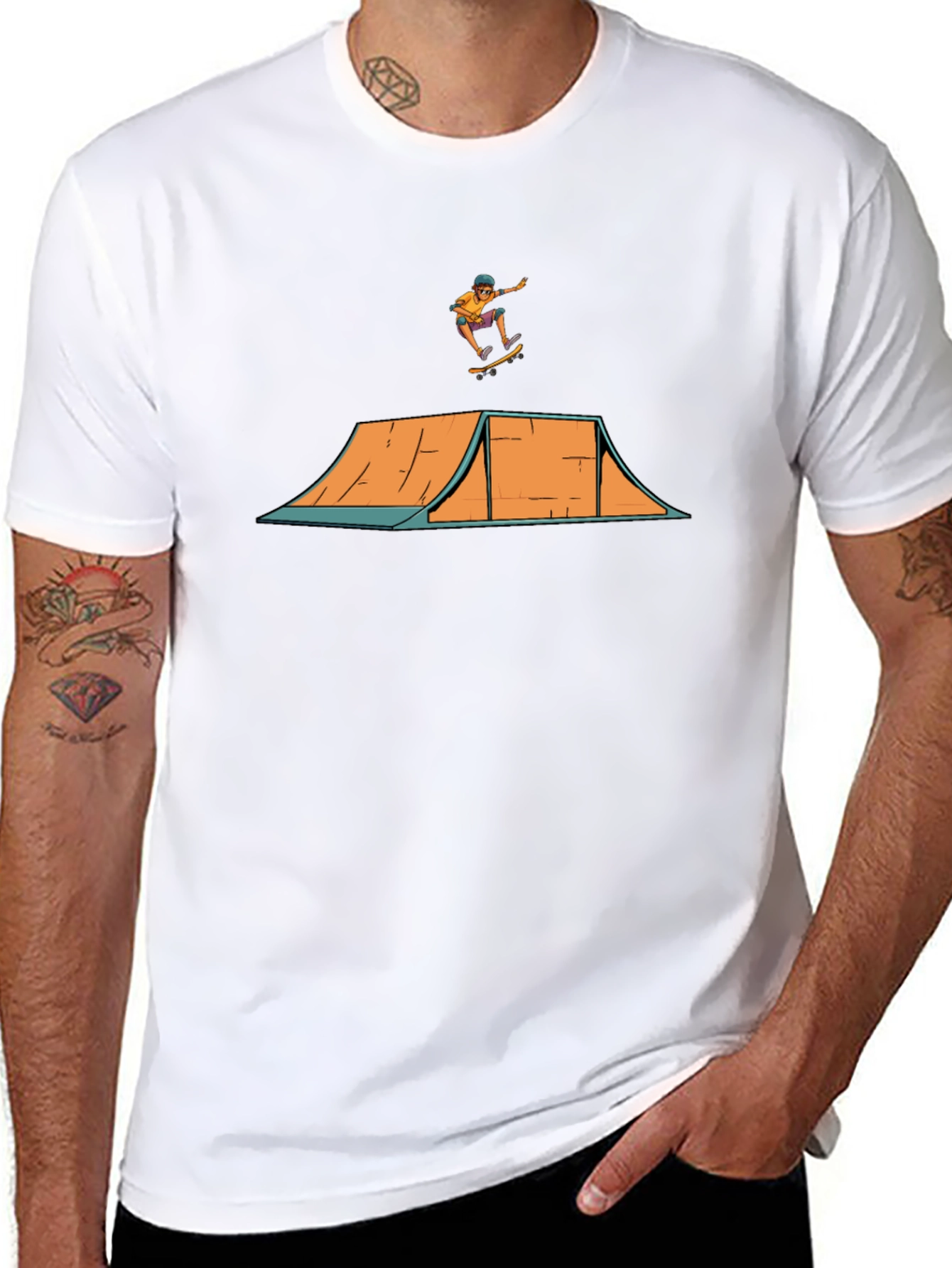 Skate Ramp Tee - Black Cotton Graphic T-Shirt