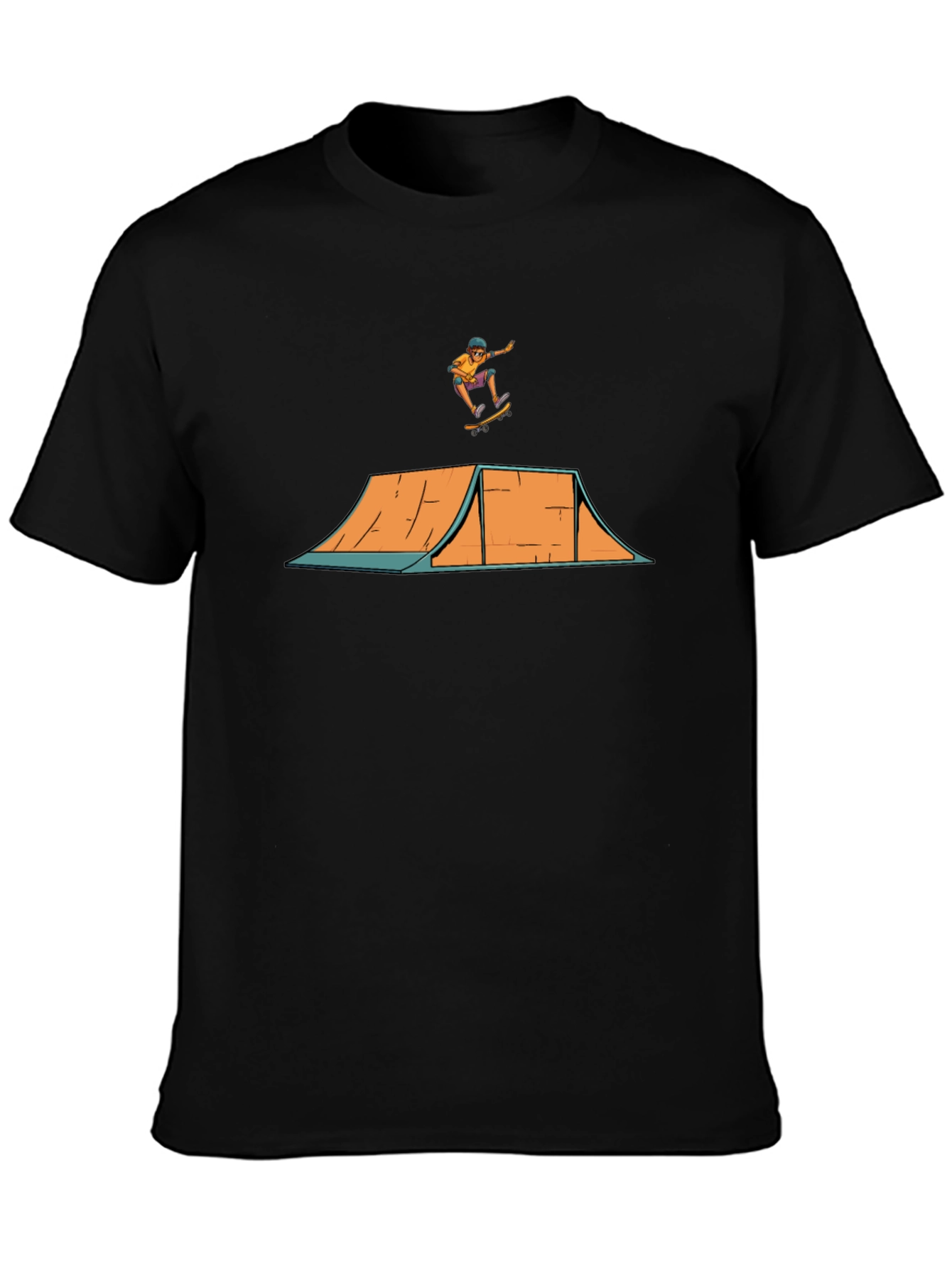 Skate Ramp Tee - Black Cotton Graphic T-Shirt