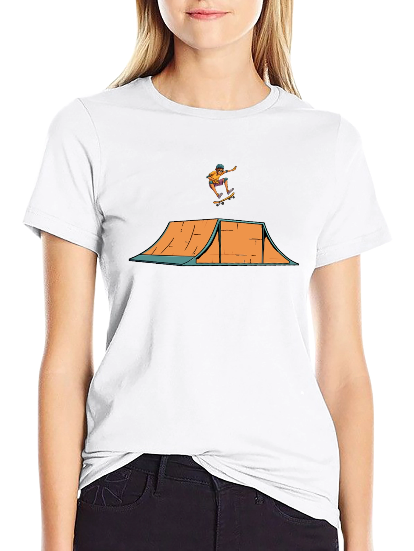 Skate Ramp Tee - Black Cotton Graphic T-Shirt