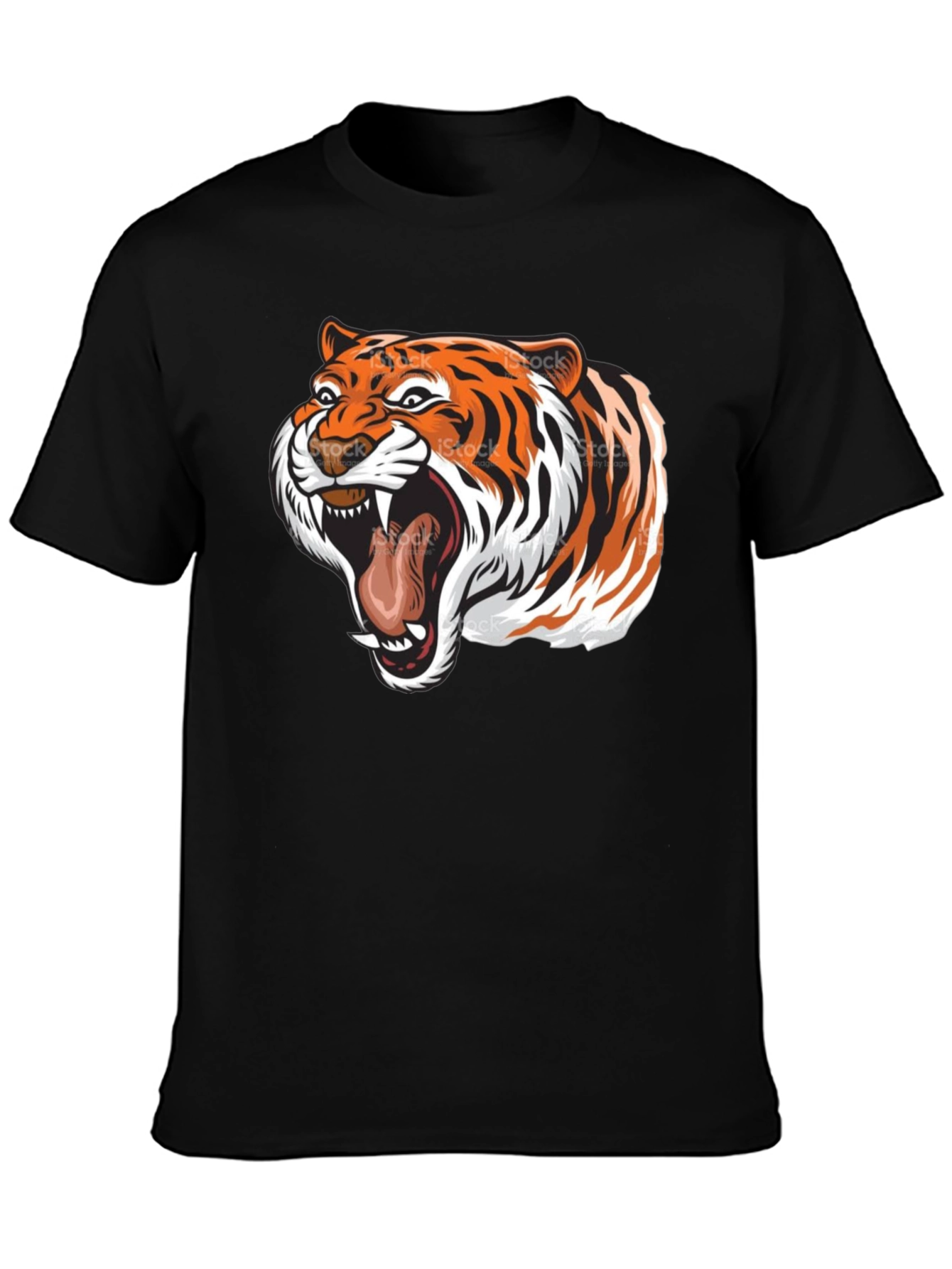 Roaring Tiger Graphic Tee - Black Cotton T-Shirt