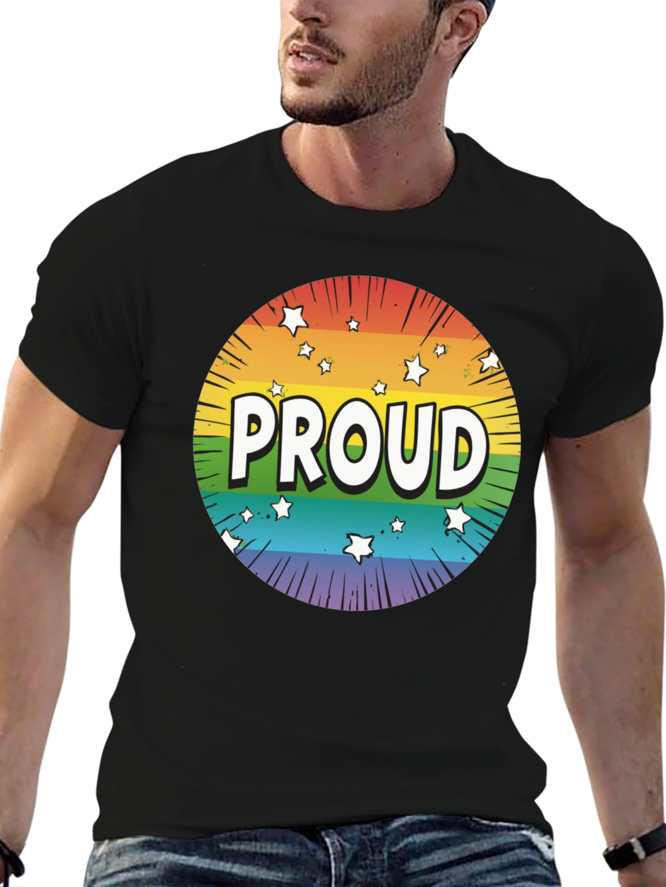 Pride Proud T-Shirt - Rainbow Starburst Design