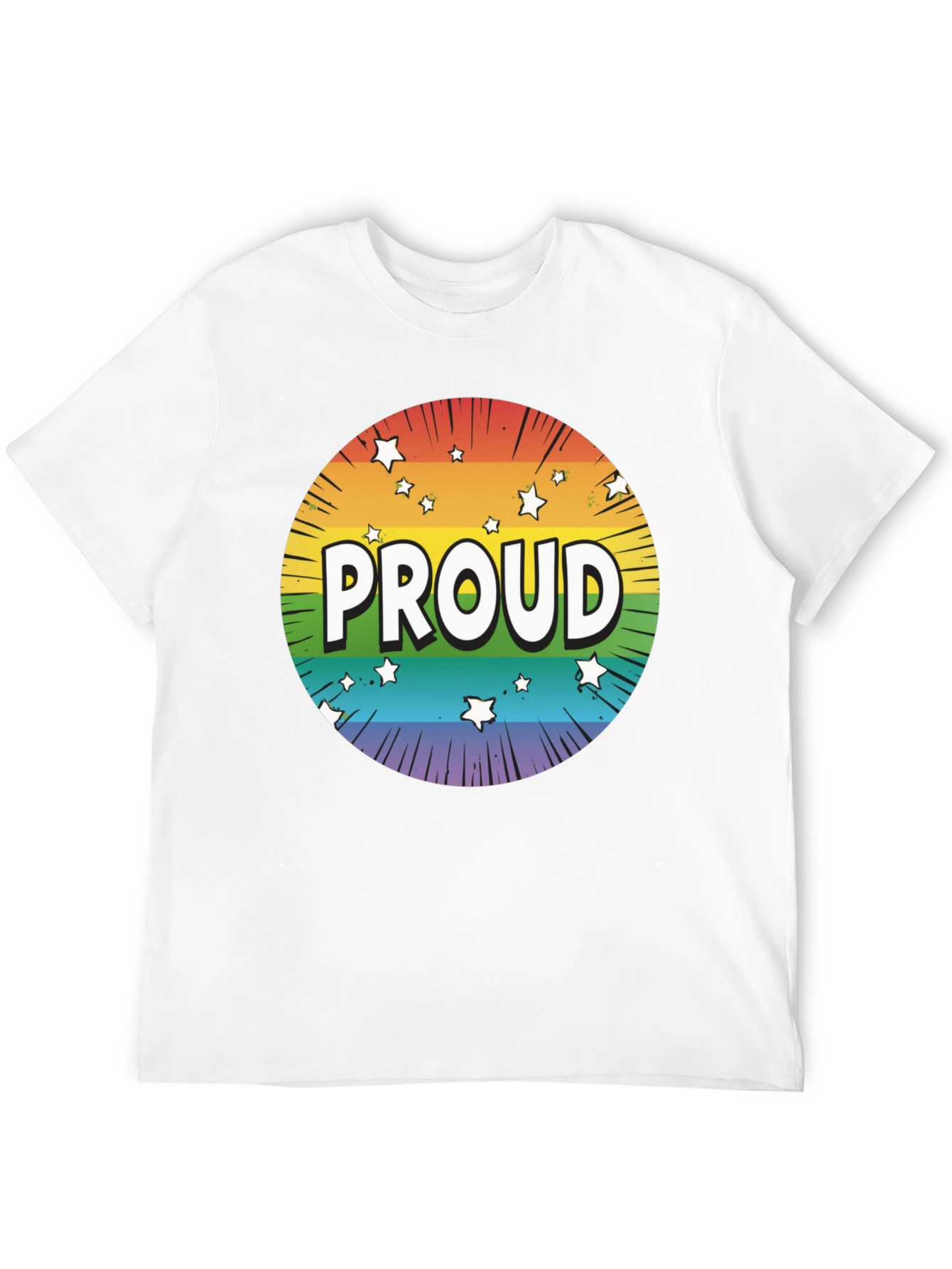 Pride Proud T-Shirt - Rainbow Starburst Design