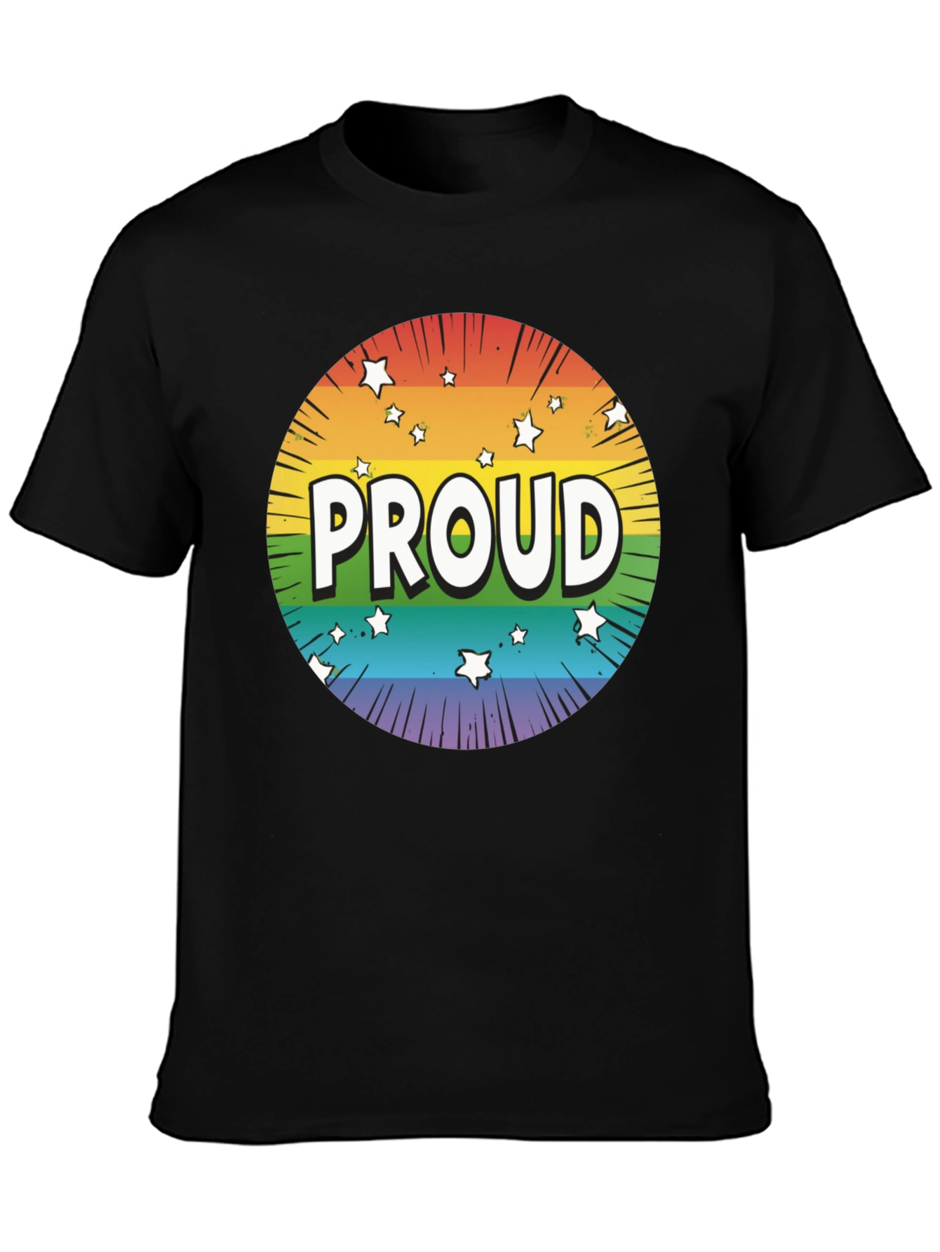 Pride Proud T-Shirt - Rainbow Starburst Design