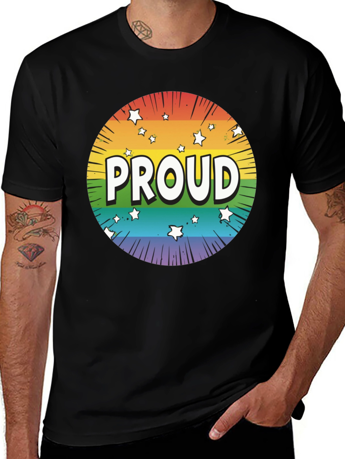 Pride Proud T-Shirt - Rainbow Starburst Design