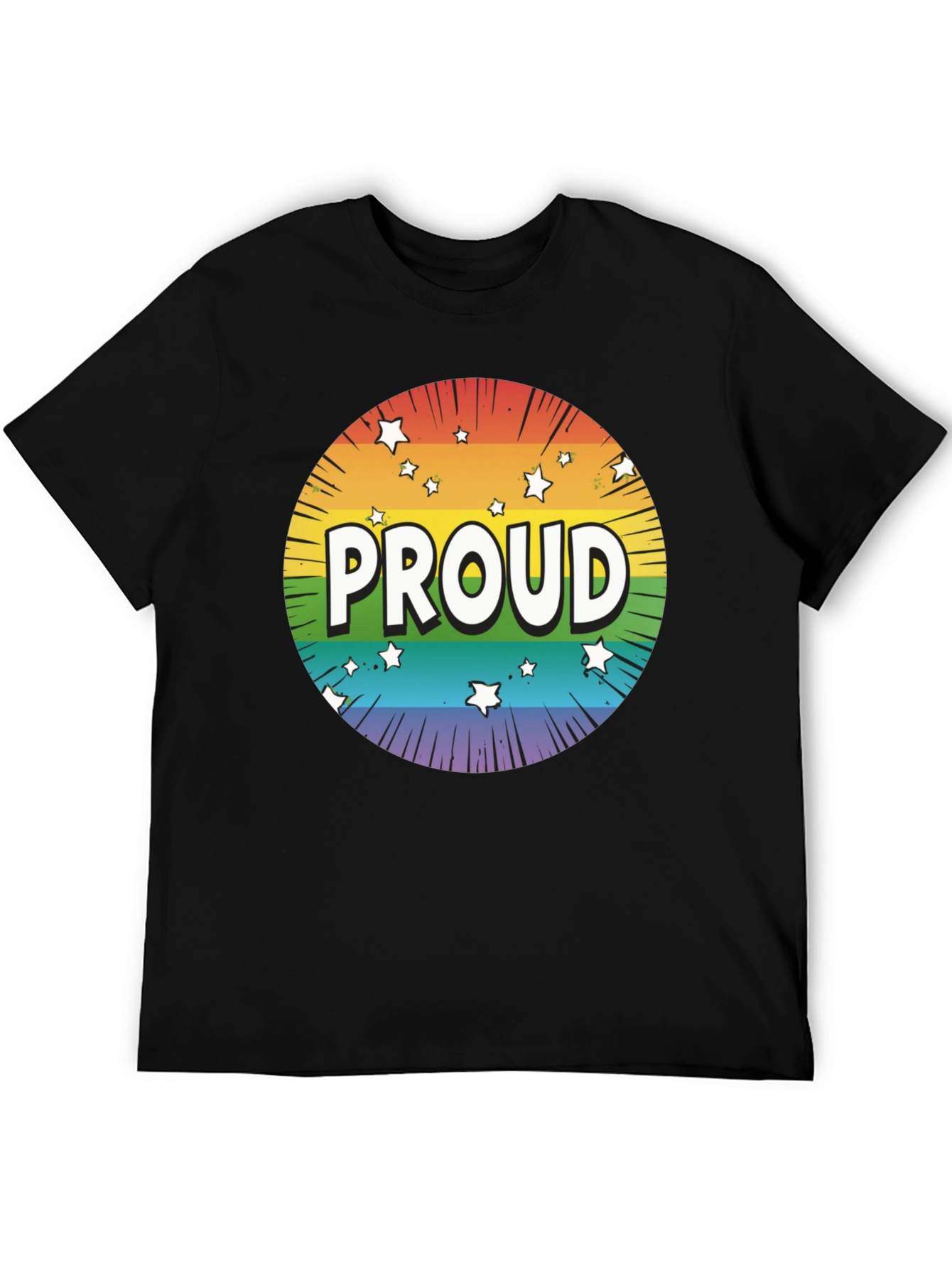 Pride Proud T-Shirt - Rainbow Starburst Design