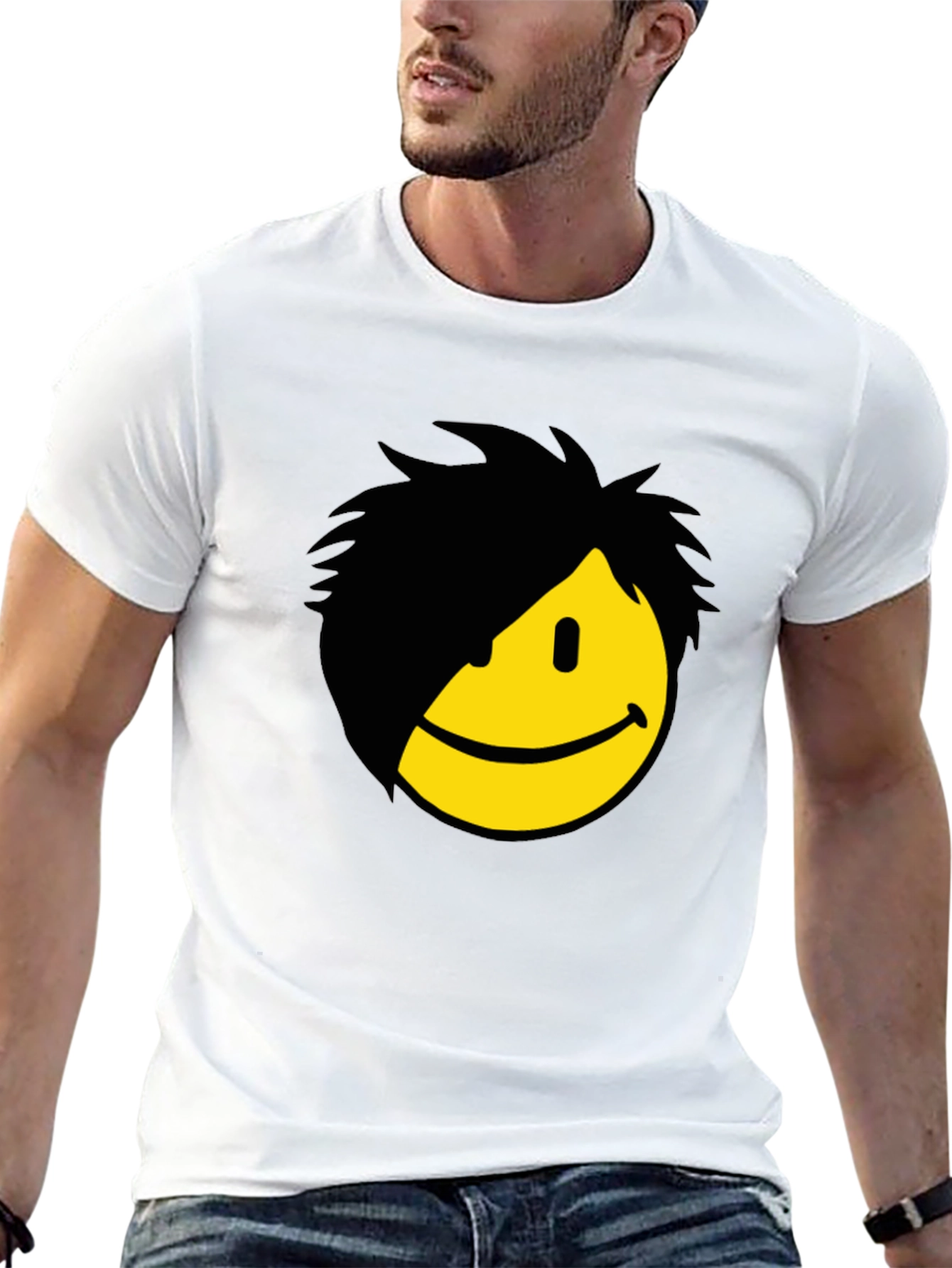 Emo Smiley Graphic Tee - Black
