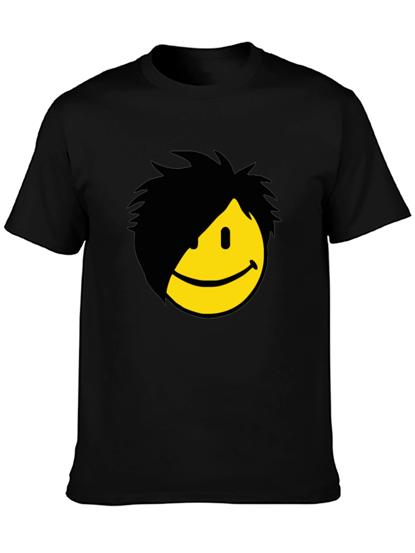 Emo Smiley Graphic Tee - Black