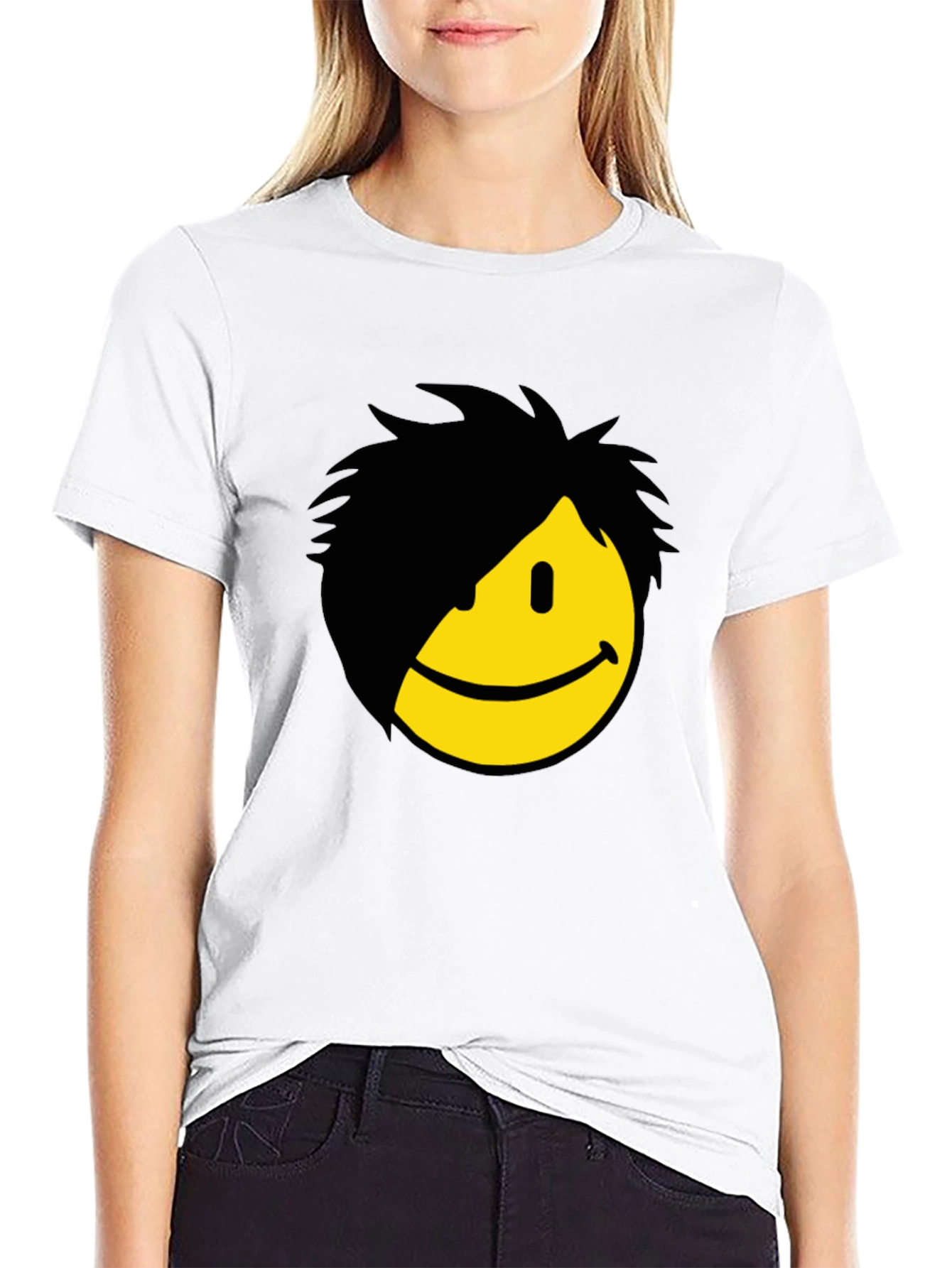 Emo Smiley Graphic Tee - Black