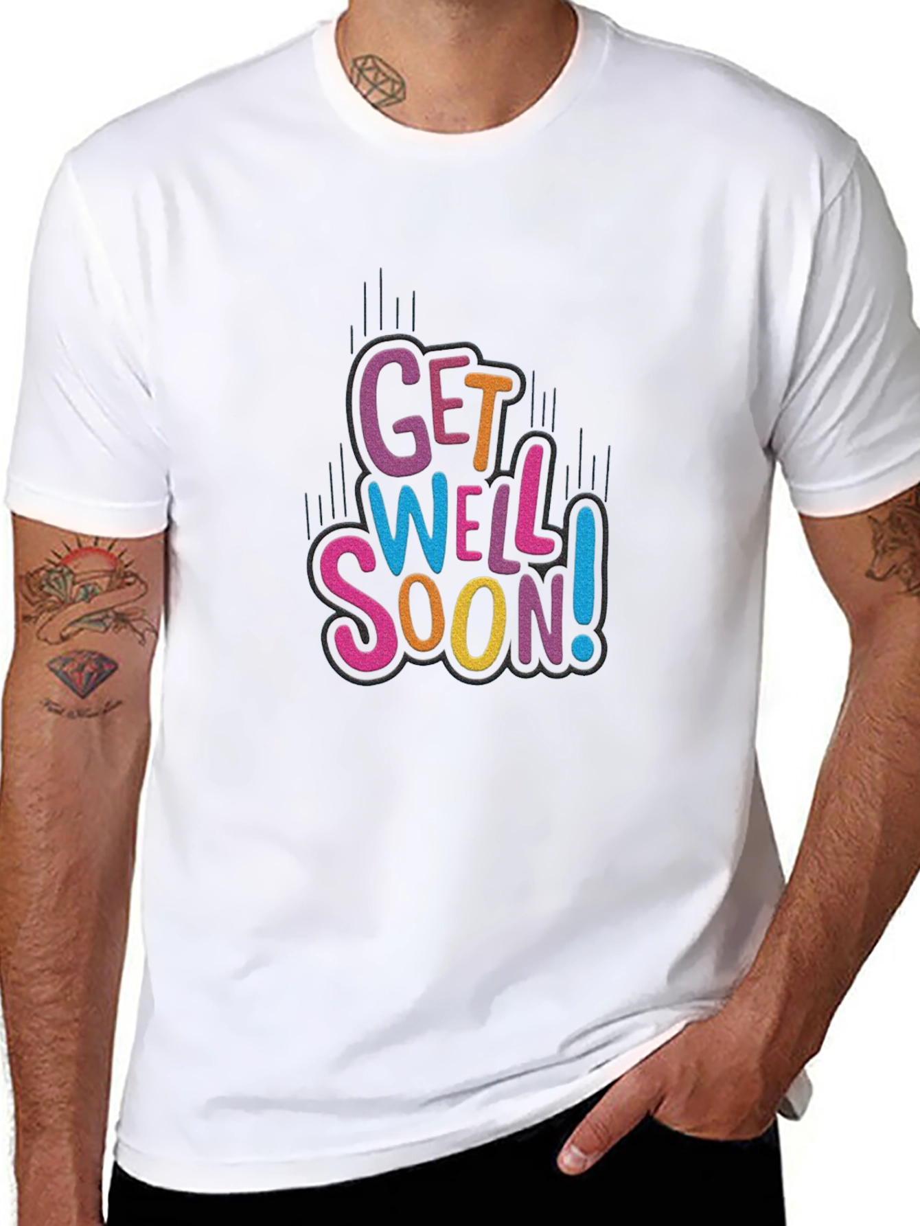 Get Well Soon Black Cotton Graphic Tee