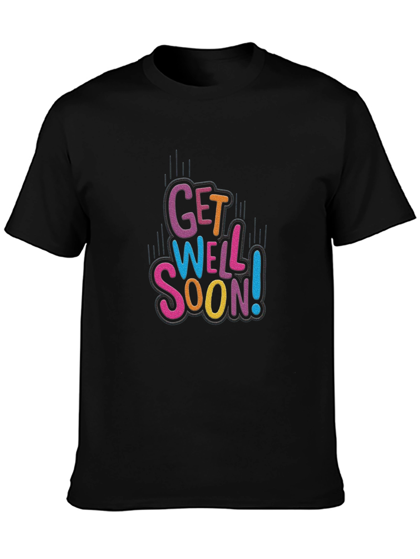 Get Well Soon Black Cotton Graphic Tee