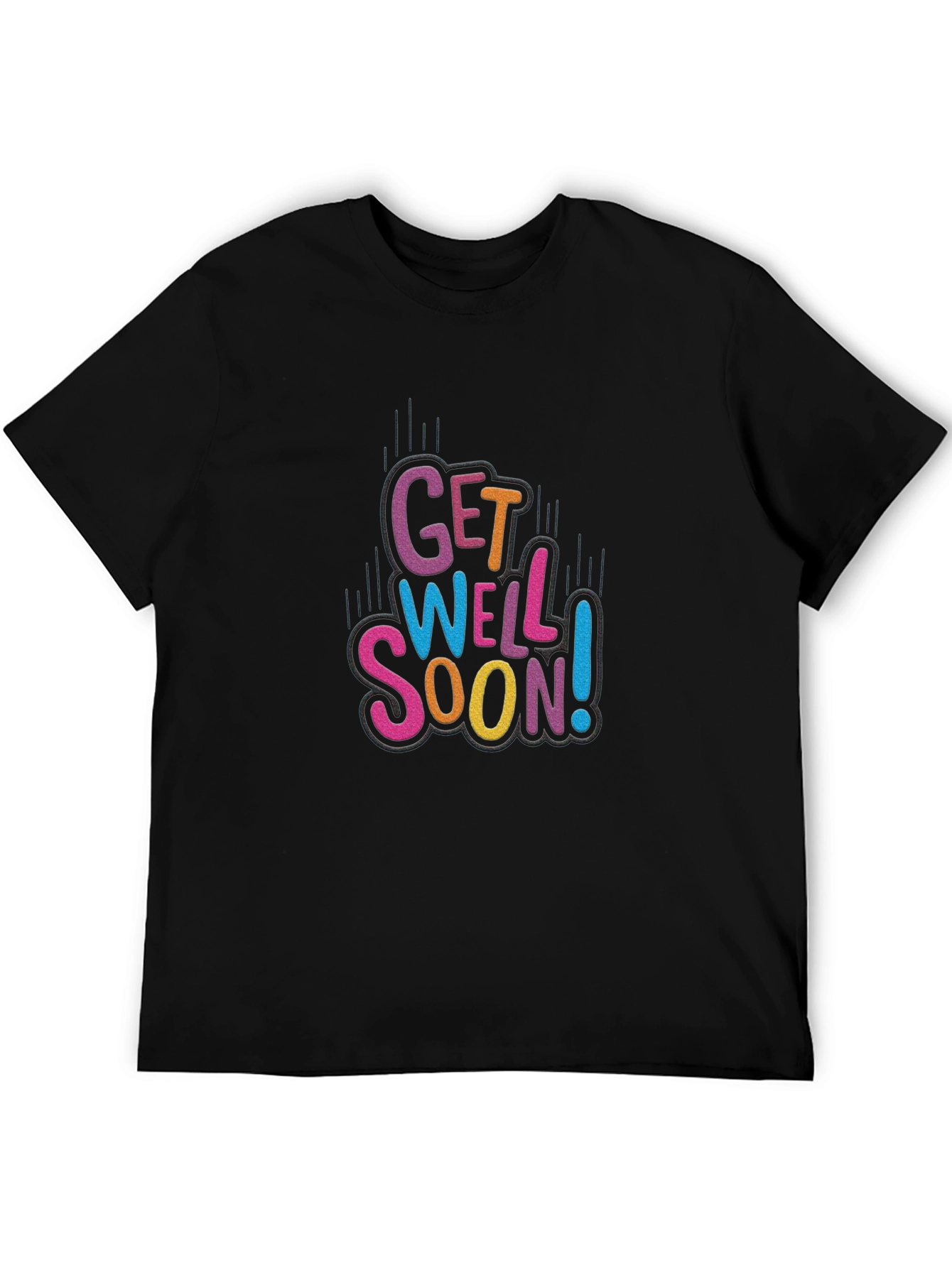 Get Well Soon Black Cotton Graphic Tee