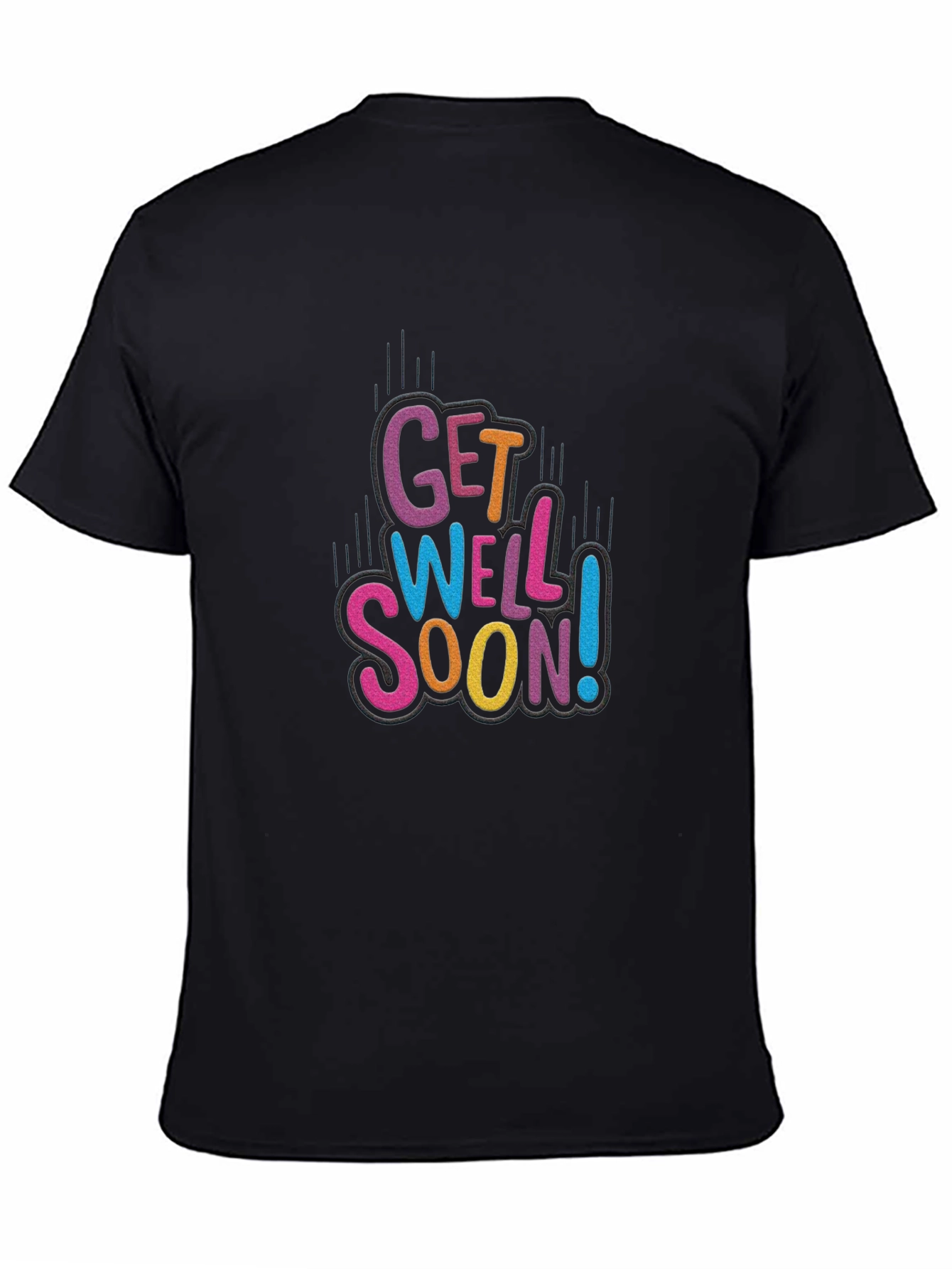Get Well Soon Black Cotton Graphic Tee