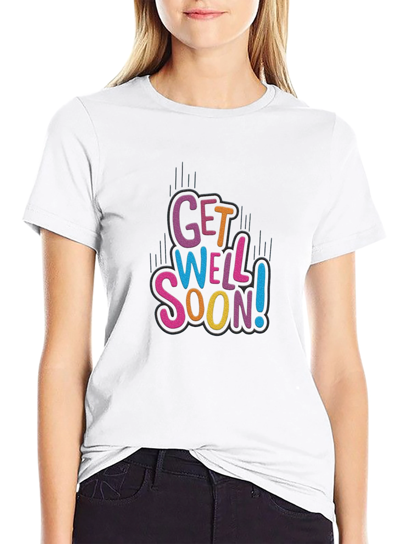Get Well Soon Black Cotton Graphic Tee