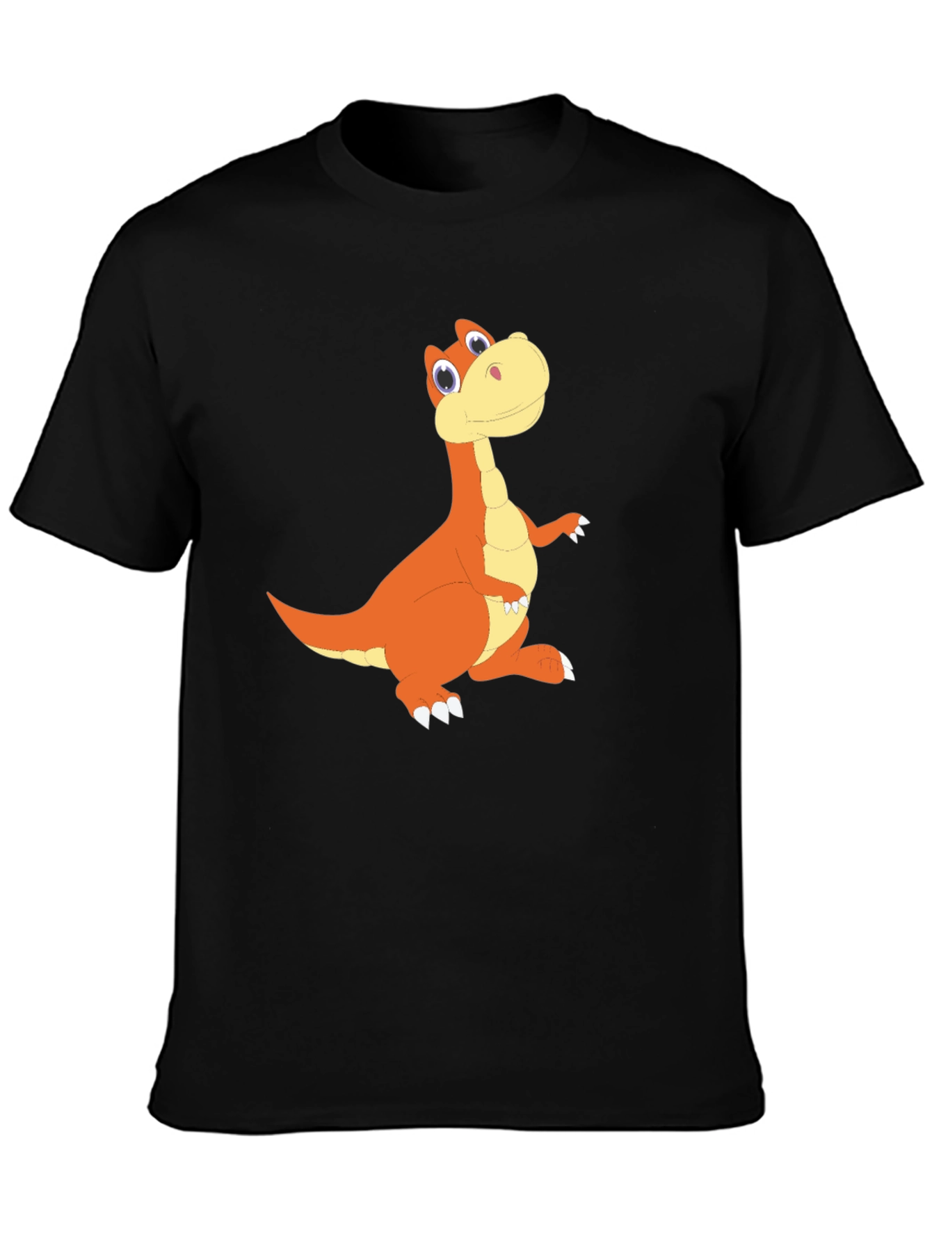 Cartoon Dinosaur Graphic Black T-Shirt
