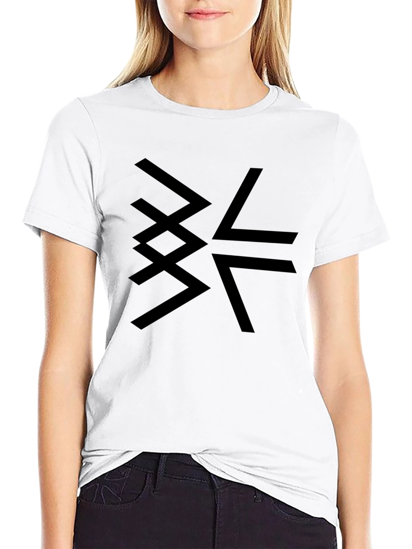 Geometric Graphic Print Black T-Shirt