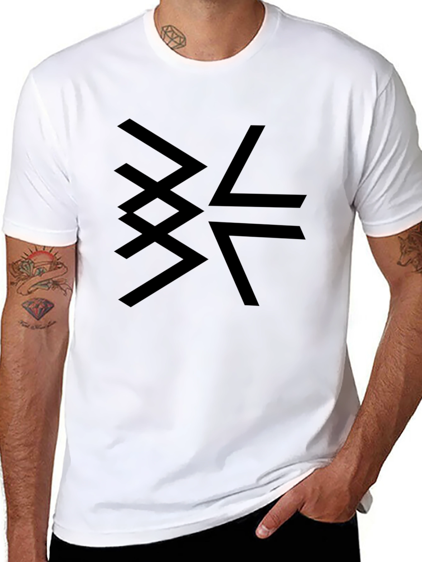 Geometric Graphic Print Black T-Shirt