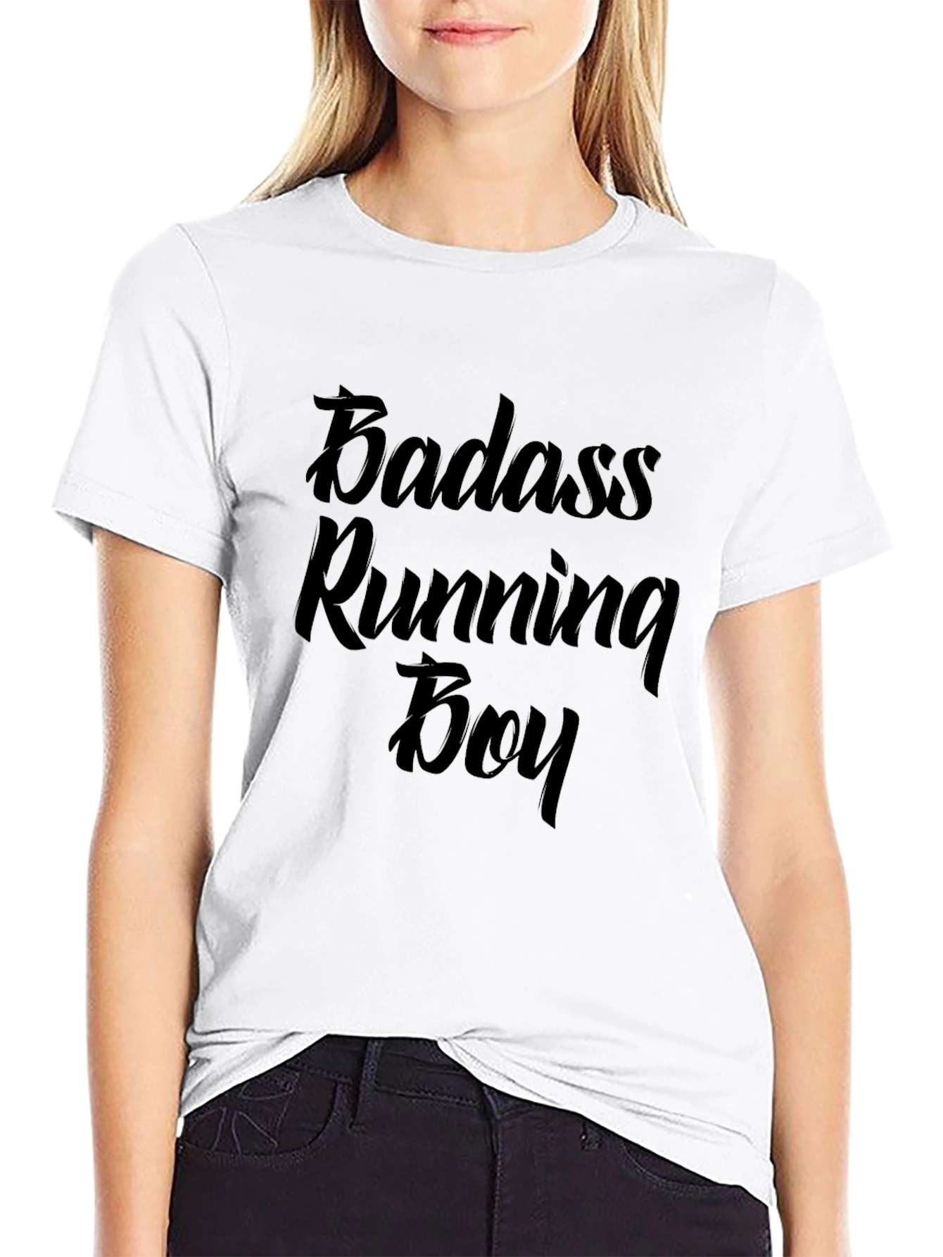 Badass Running Boy T-Shirt Black Tee
