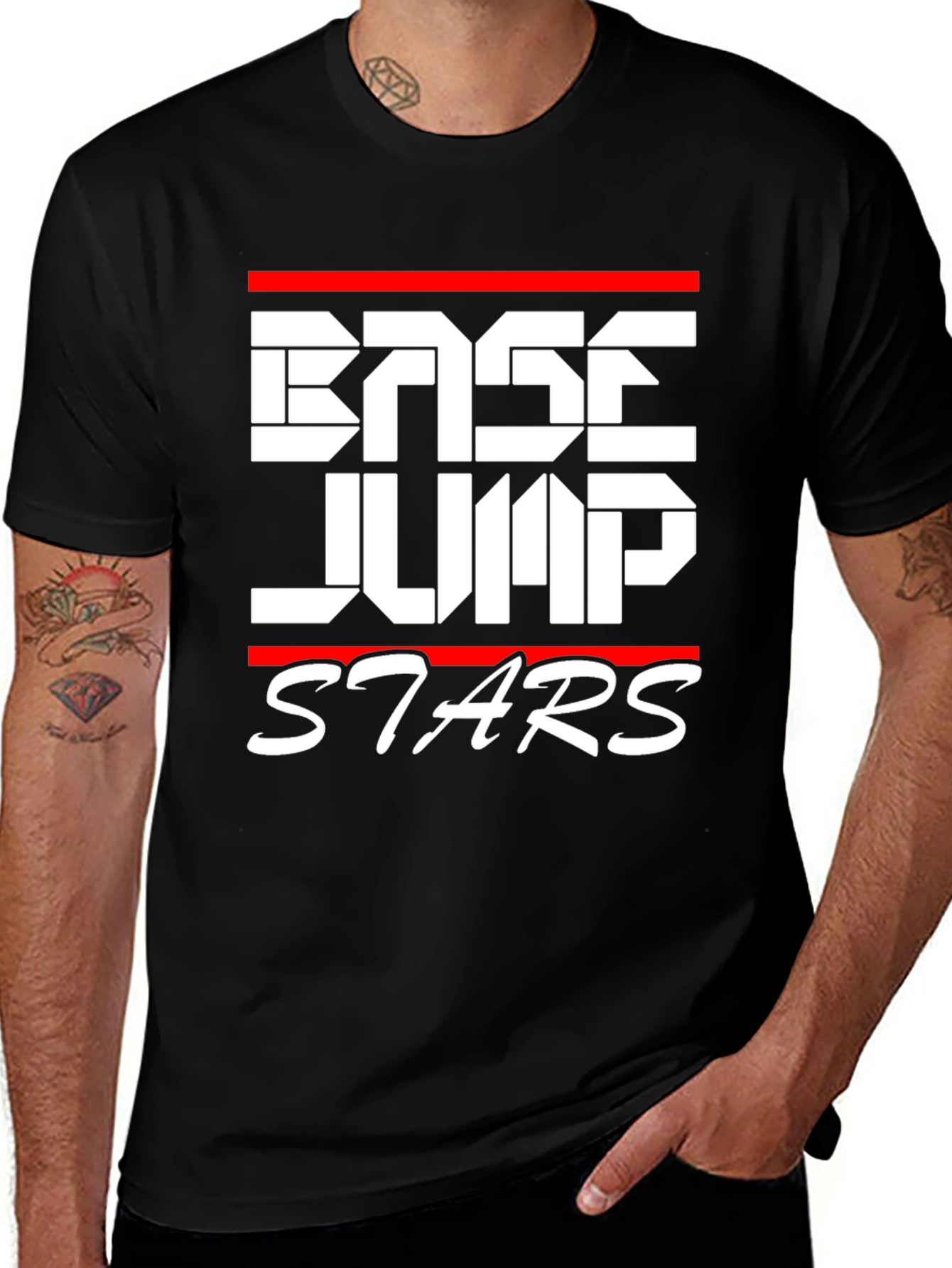 Base Jump Stars Graphic T-Shirt | Mens Black Tee