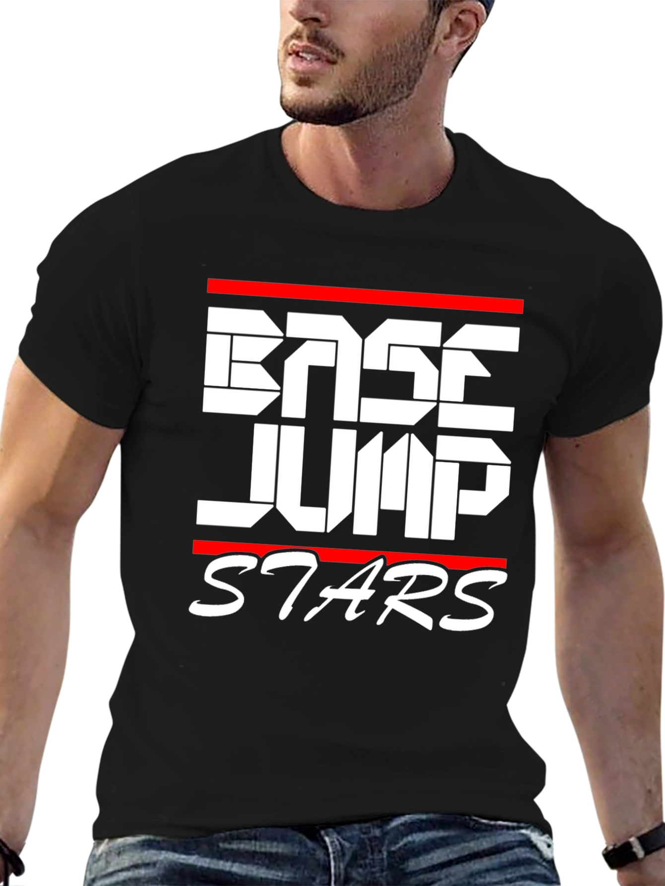 Base Jump Stars Graphic T-Shirt | Mens Black Tee