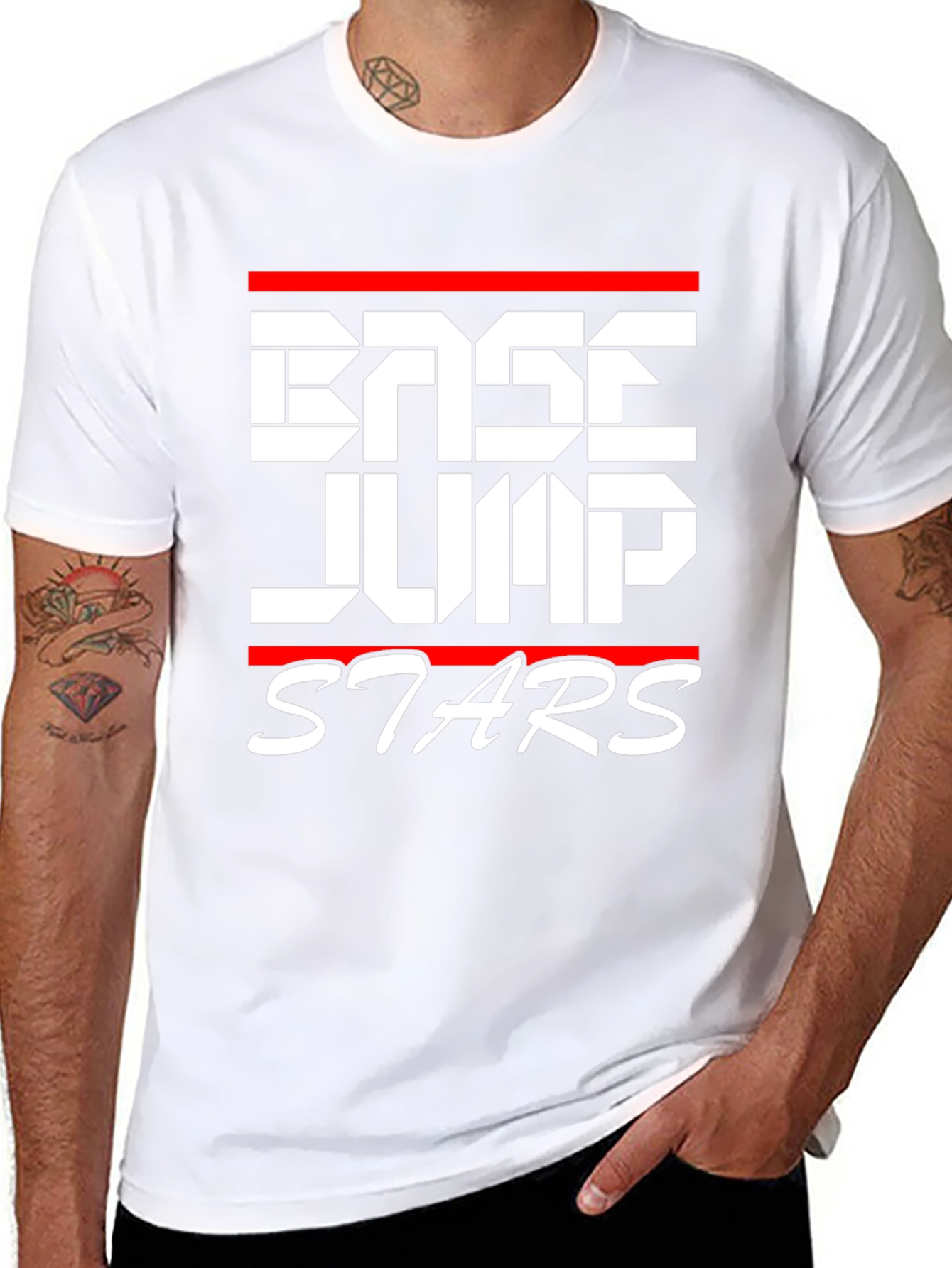 Base Jump Stars Graphic T-Shirt | Mens Black Tee