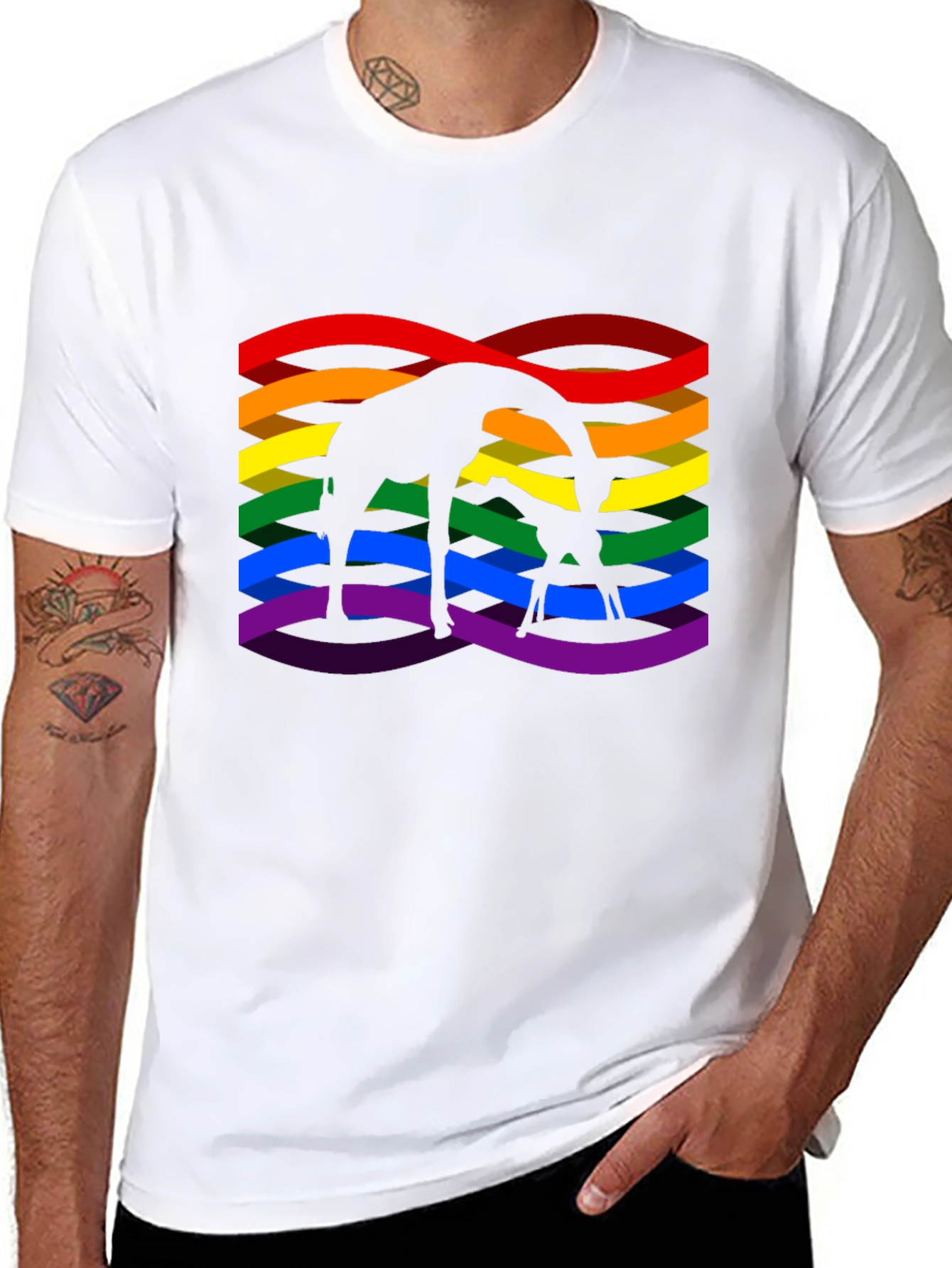Giraffe Rainbow Pride Graphic T-Shirt