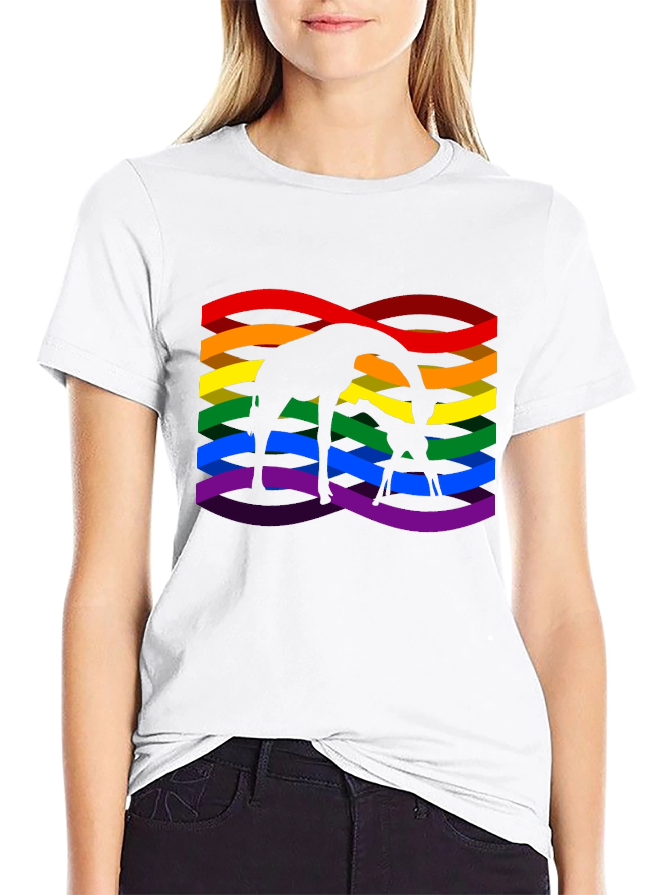 Giraffe Rainbow Pride Graphic T-Shirt