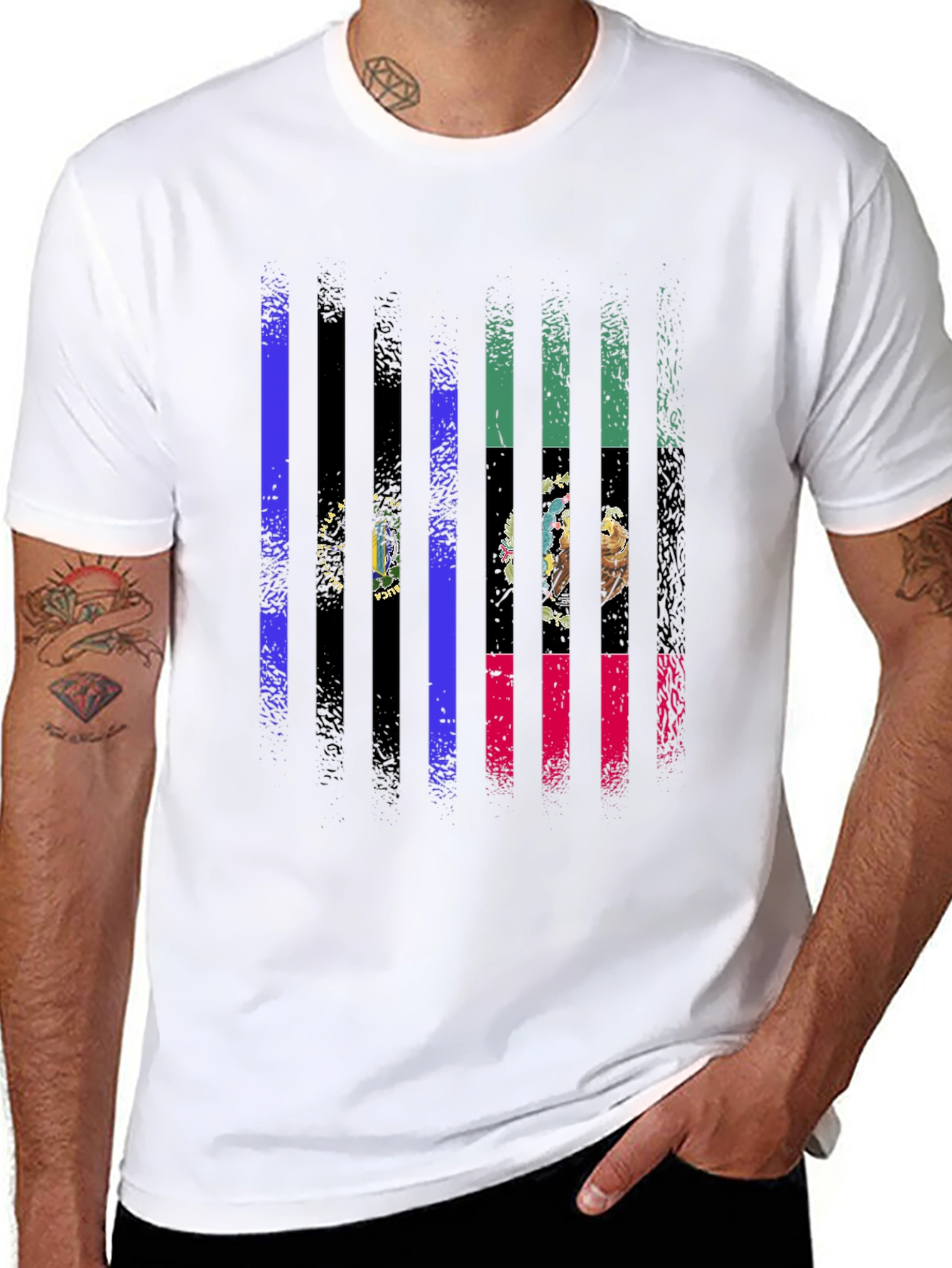 Distressed State Flag Graphic Tee - Black Cotton