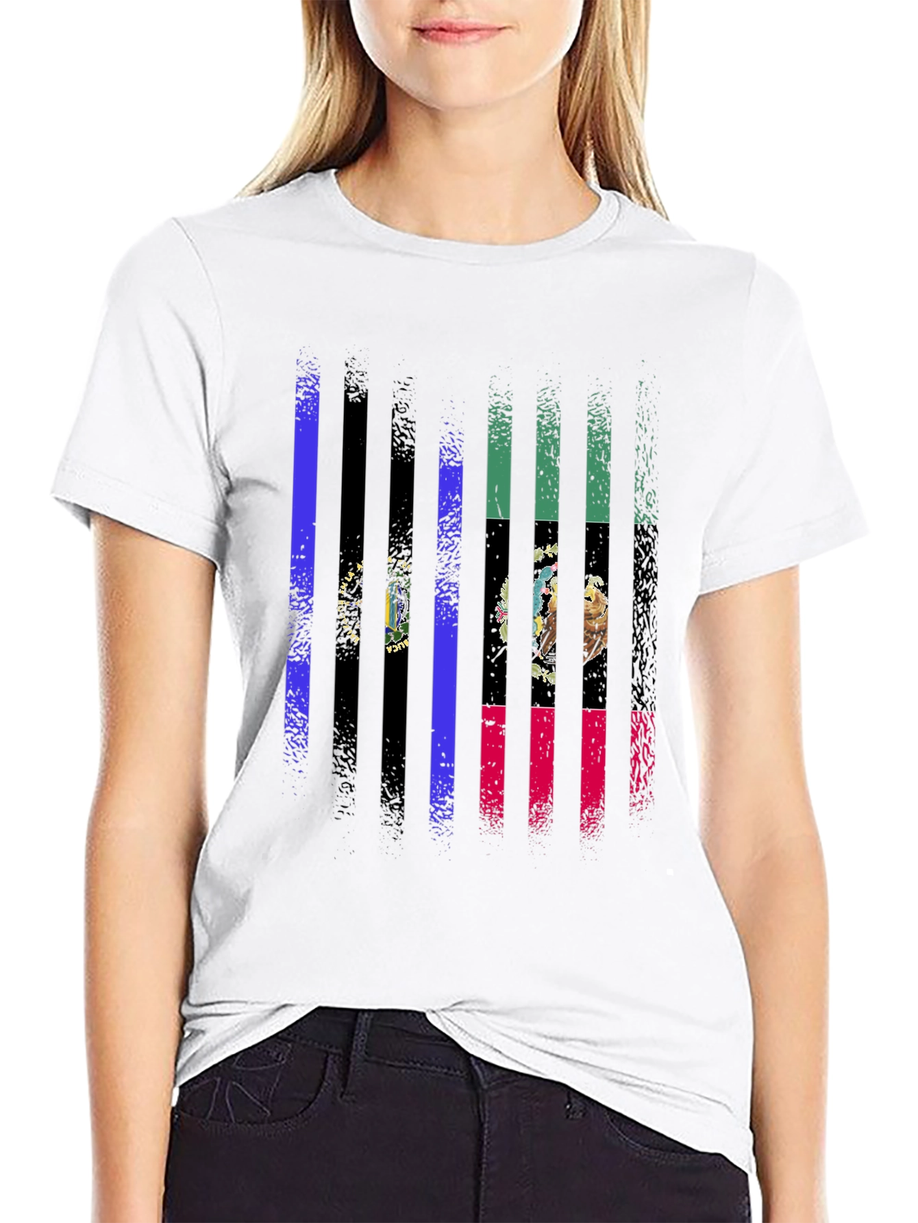 Distressed State Flag Graphic Tee - Black Cotton