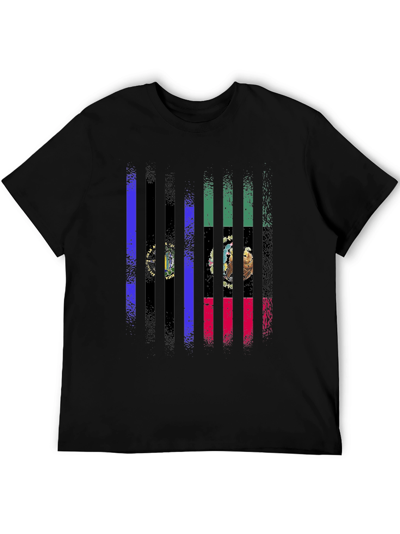 Distressed State Flag Graphic Tee - Black Cotton