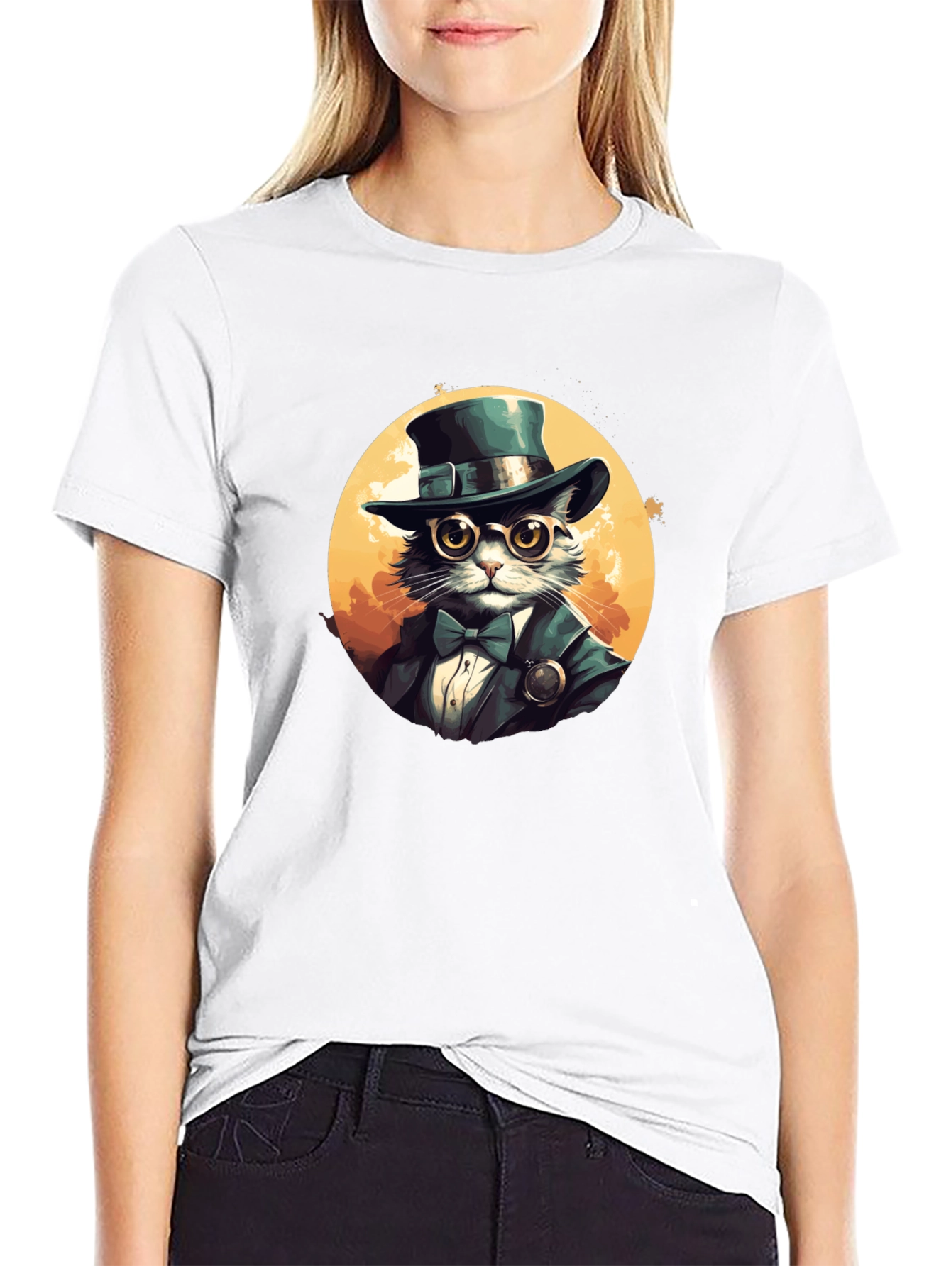 Steampunk Cat Top Hat T-Shirt
