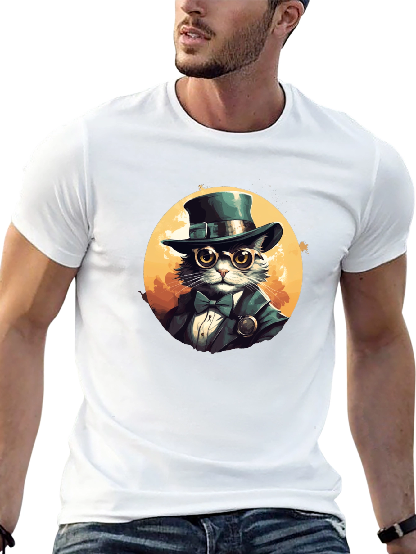 Steampunk Cat Top Hat T-Shirt