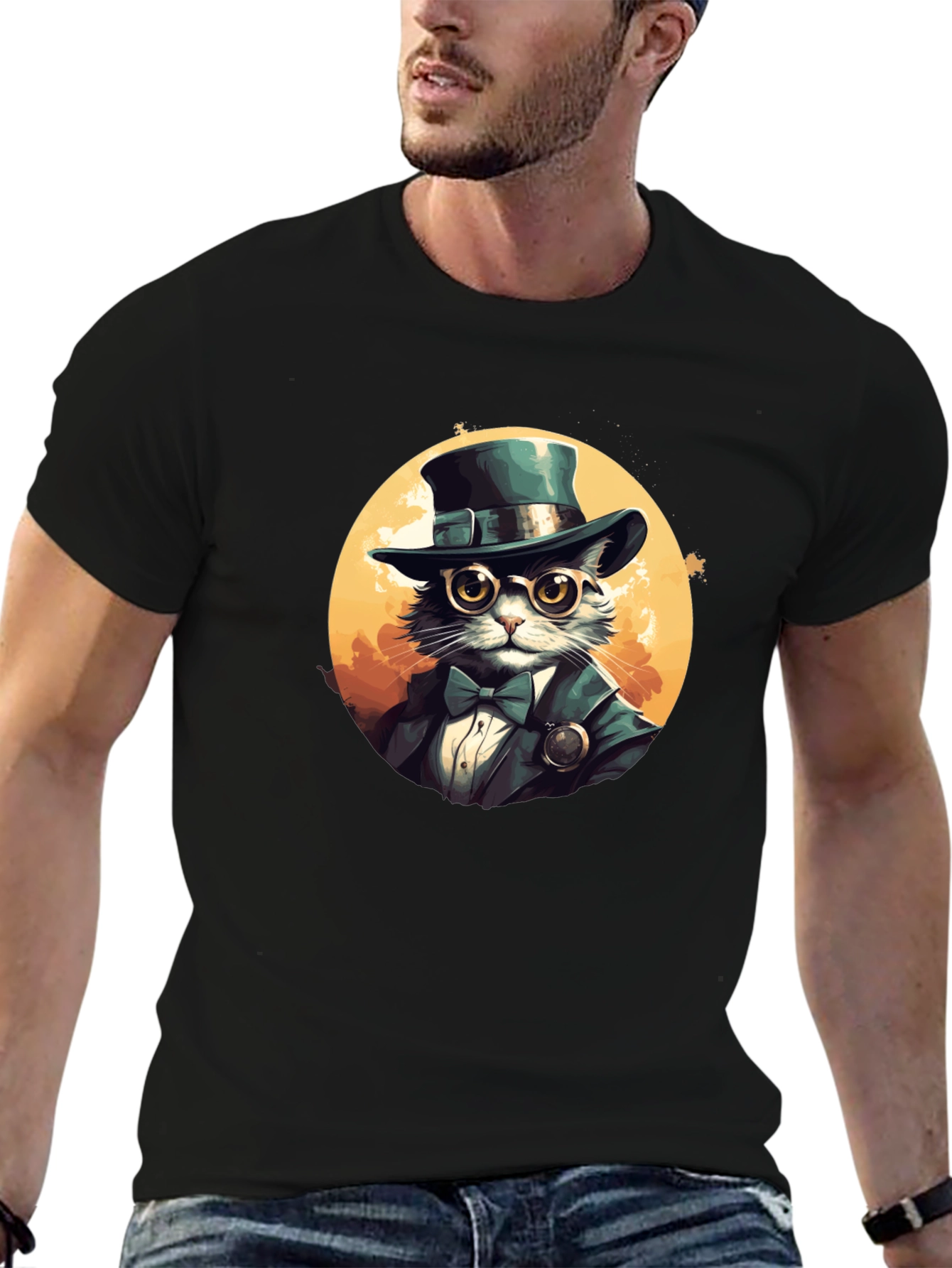 Steampunk Cat Top Hat T-Shirt