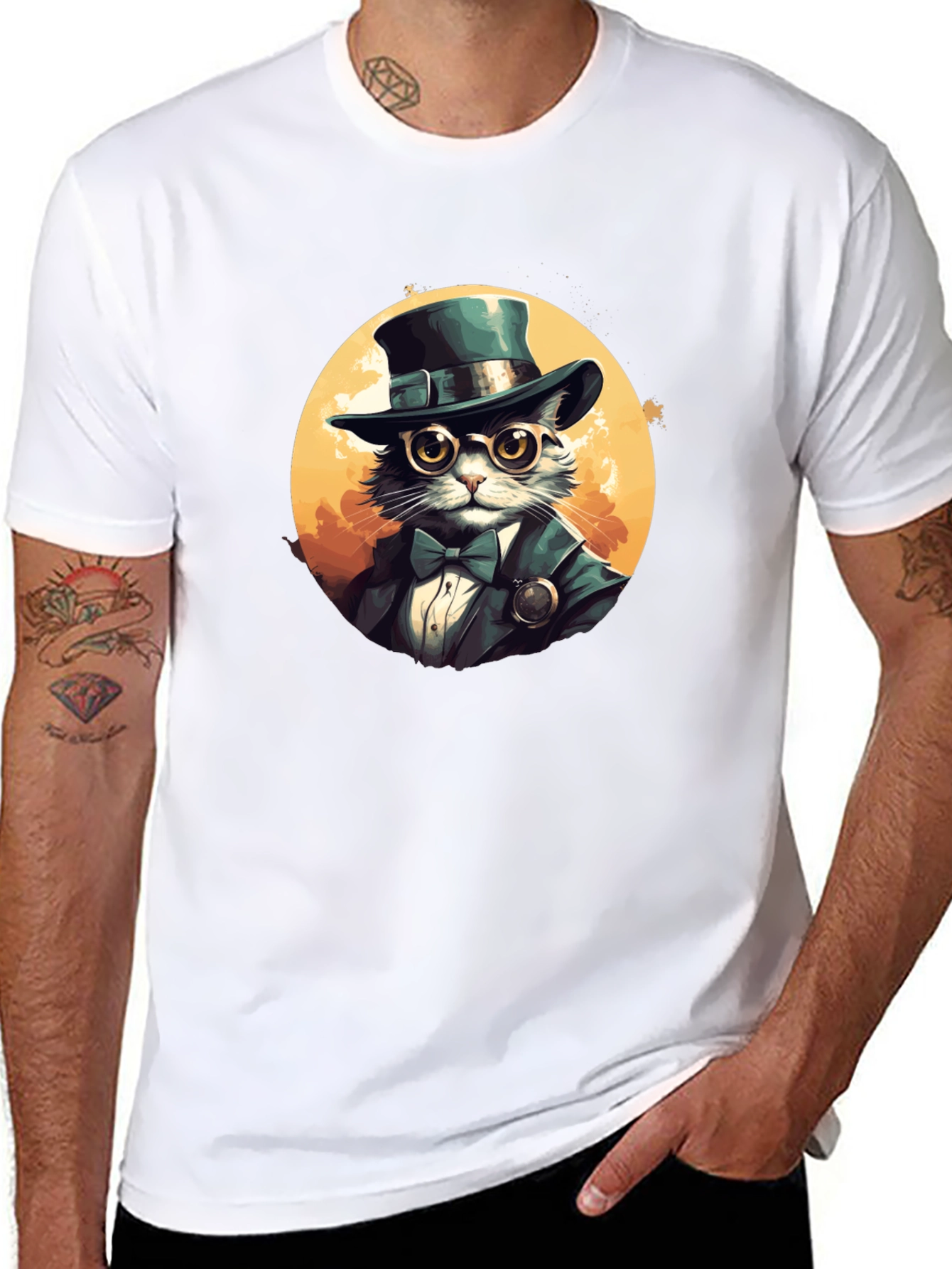 Steampunk Cat Top Hat T-Shirt