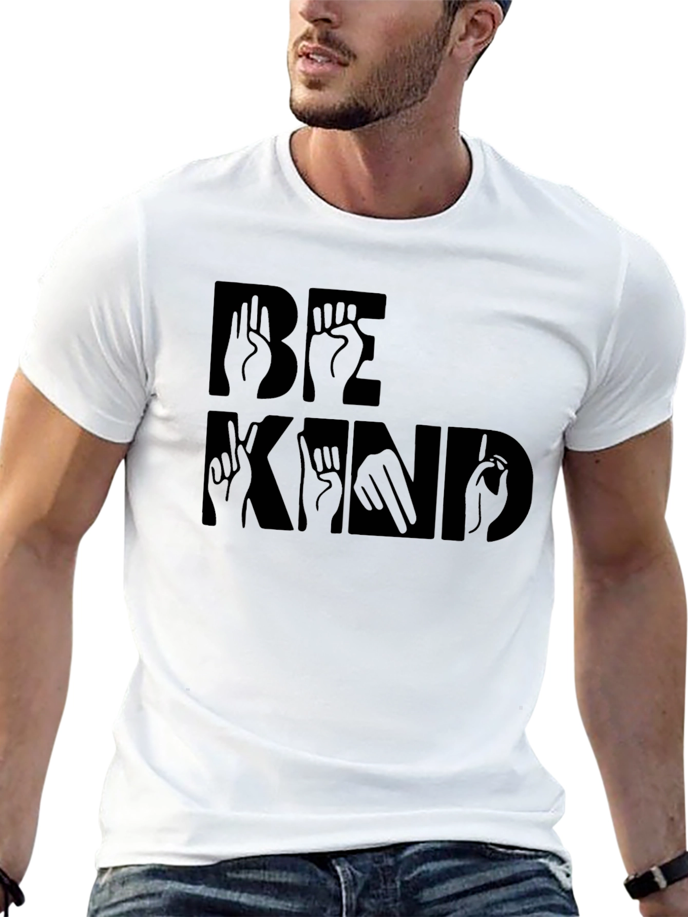 Be Kind Sign Language Black Graphic T-Shirt