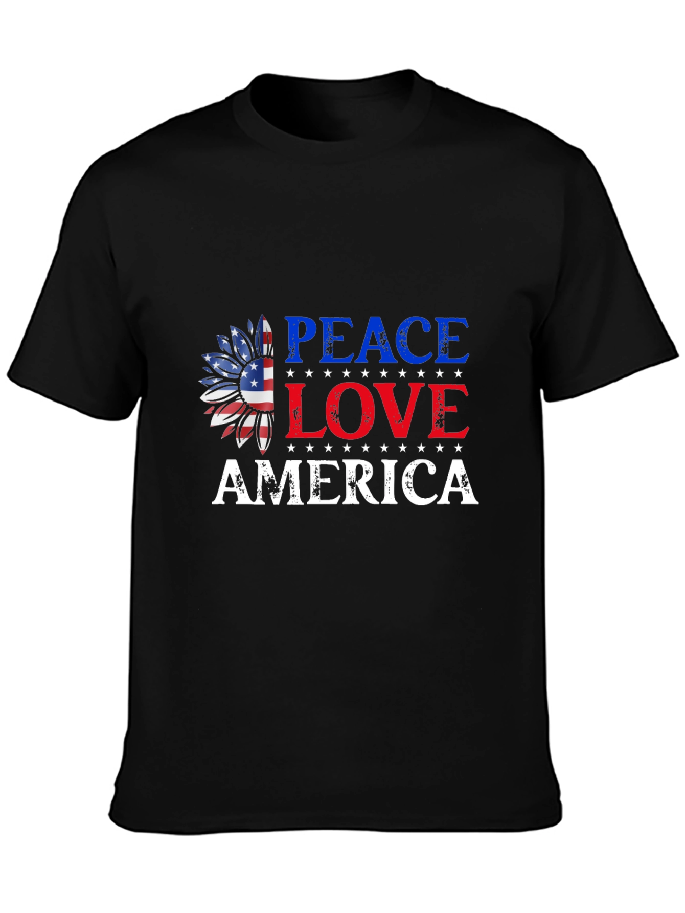 Peace Love America Patriotic Graphic T-Shirt