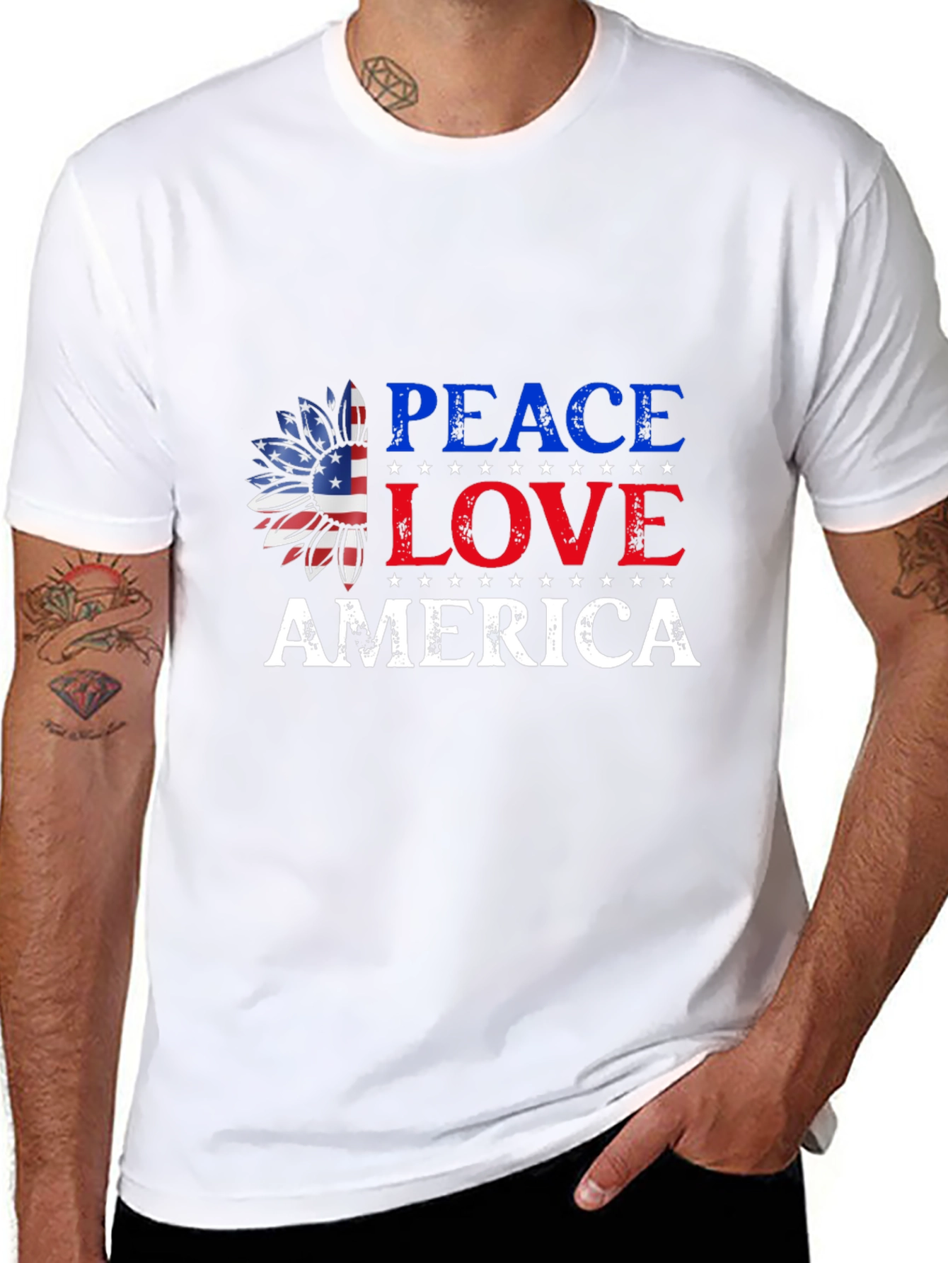 Peace Love America Patriotic Graphic T-Shirt