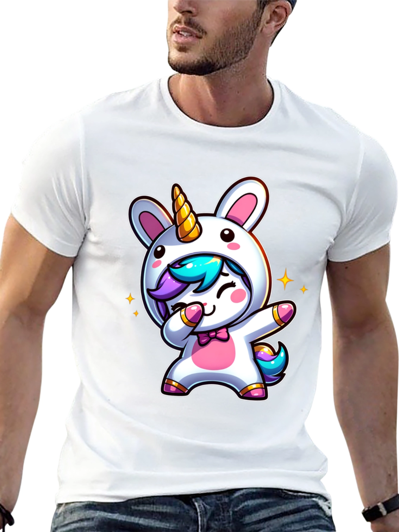 Cute Unicorn Dab Black T-Shirt