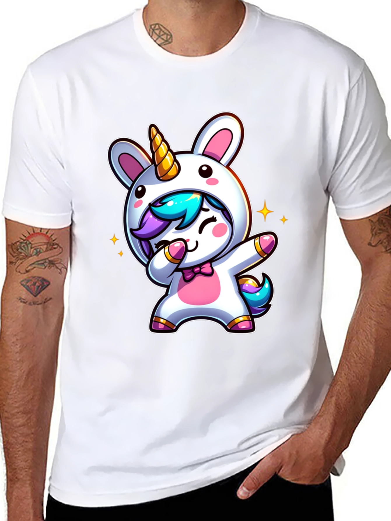 Cute Unicorn Dab Black T-Shirt