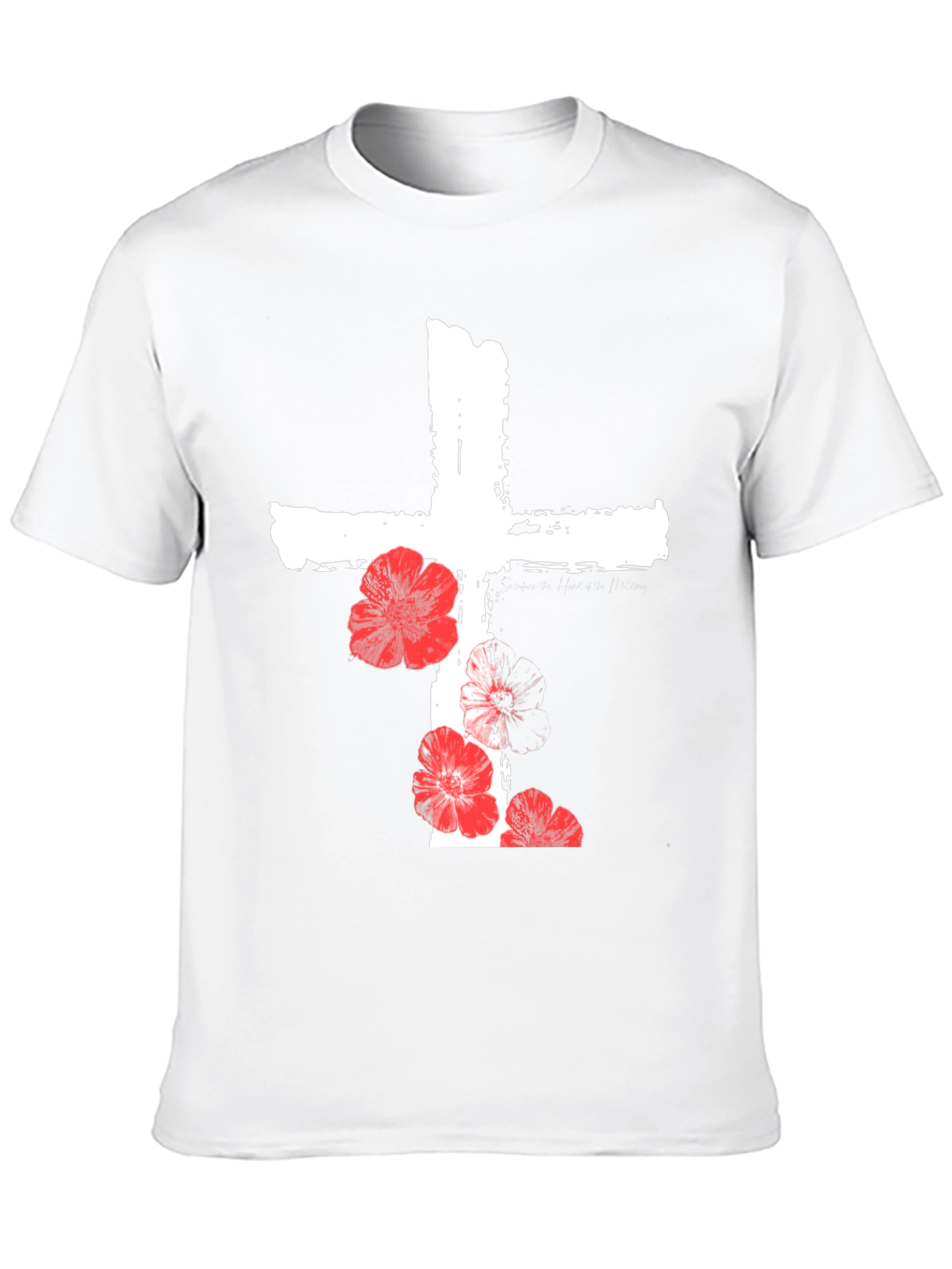 Floral Cross Graphic T-Shirt - Black