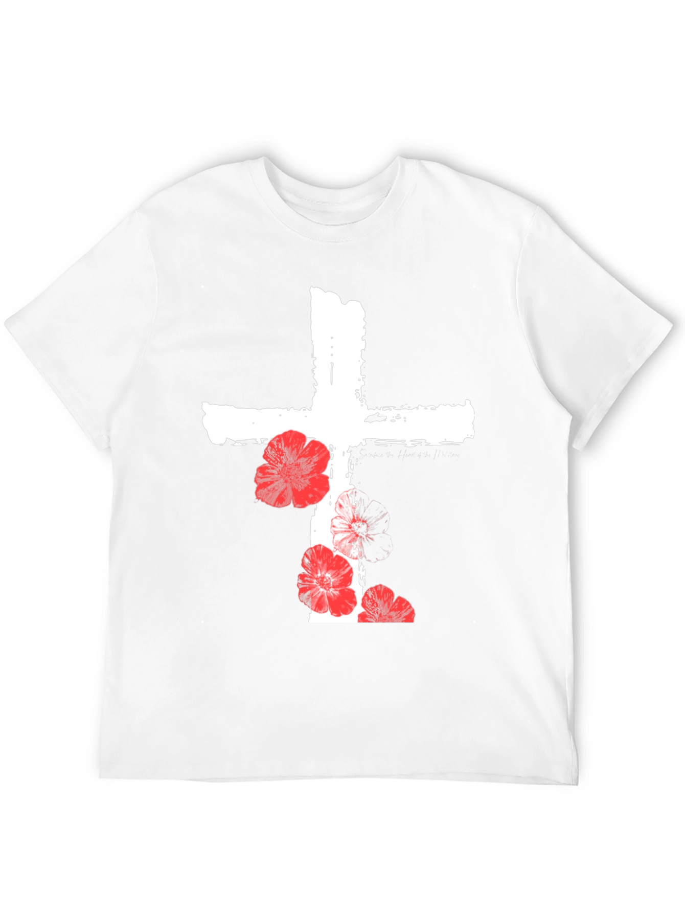 Floral Cross Graphic T-Shirt - Black