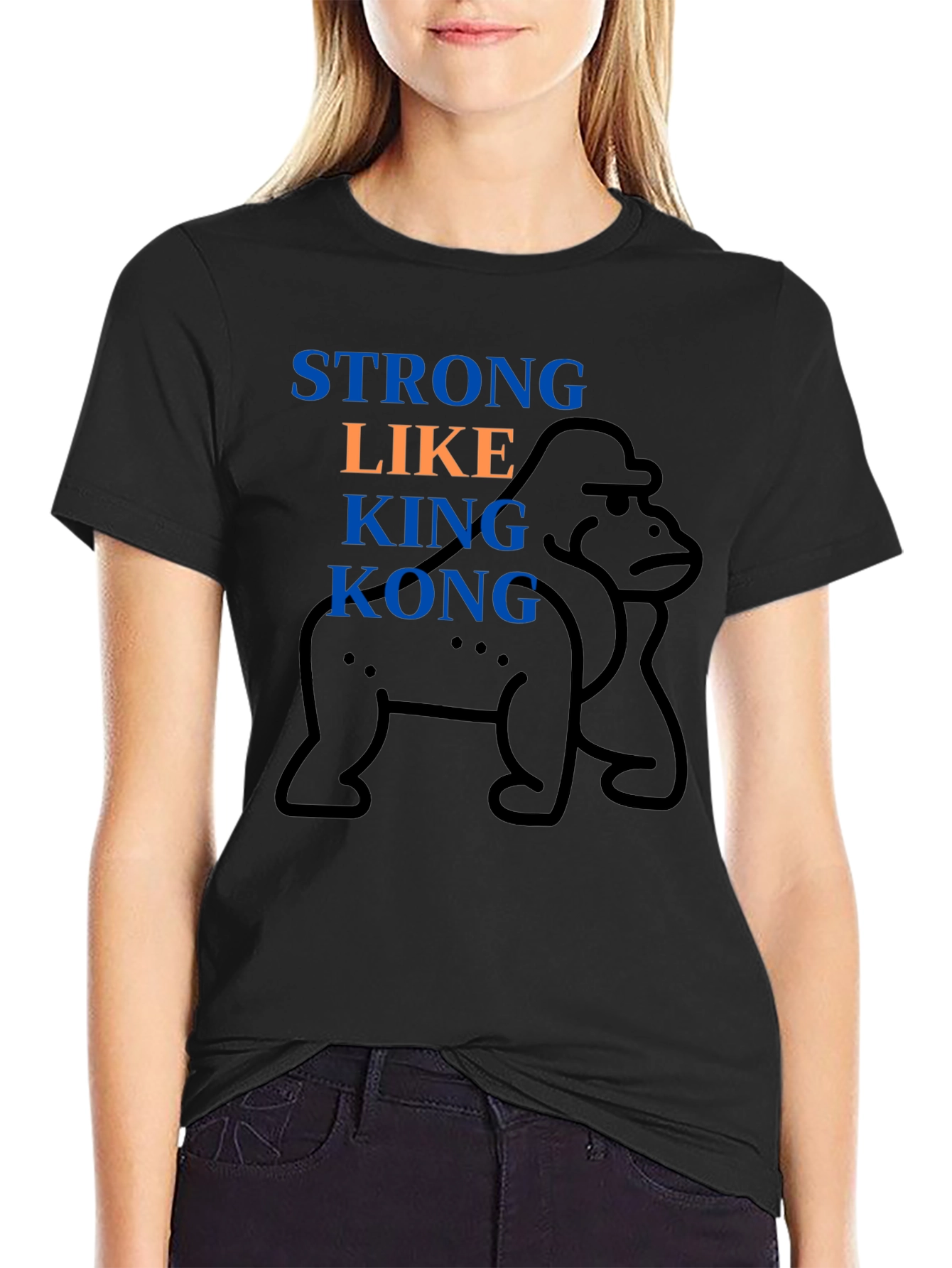 Strong Like King Kong Black Graphic Tee