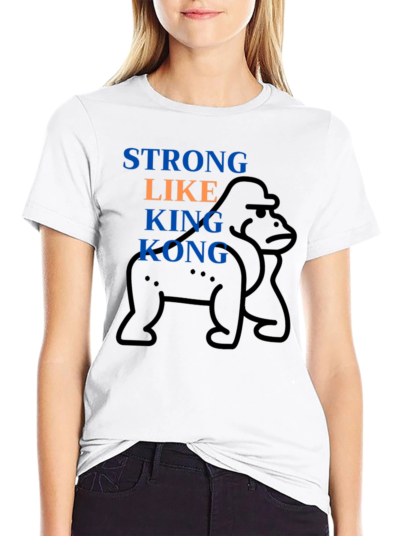 Strong Like King Kong Black Graphic Tee