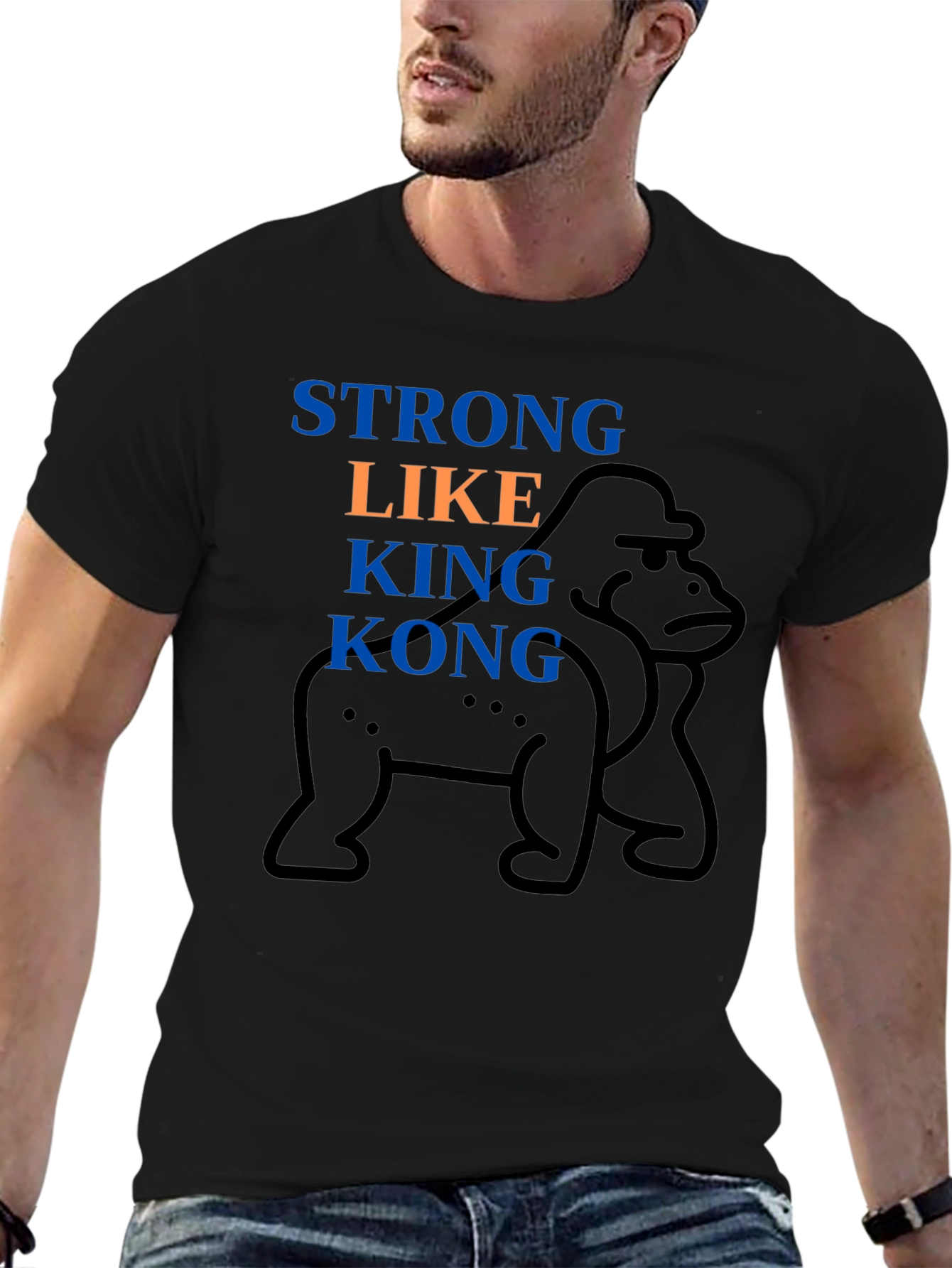 Strong Like King Kong Black Graphic Tee
