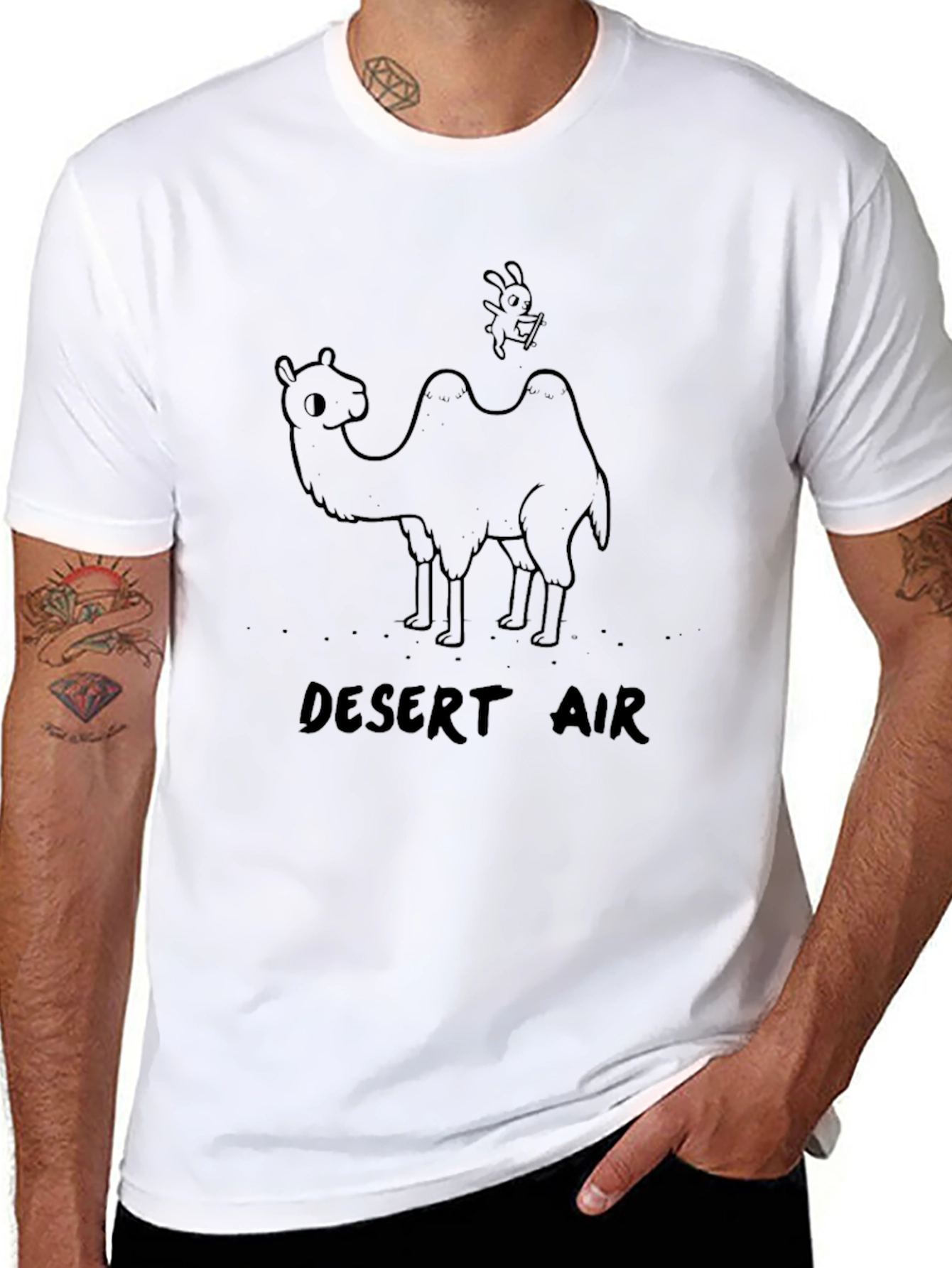 Desert Air Black T-Shirt with Cartoon Camel